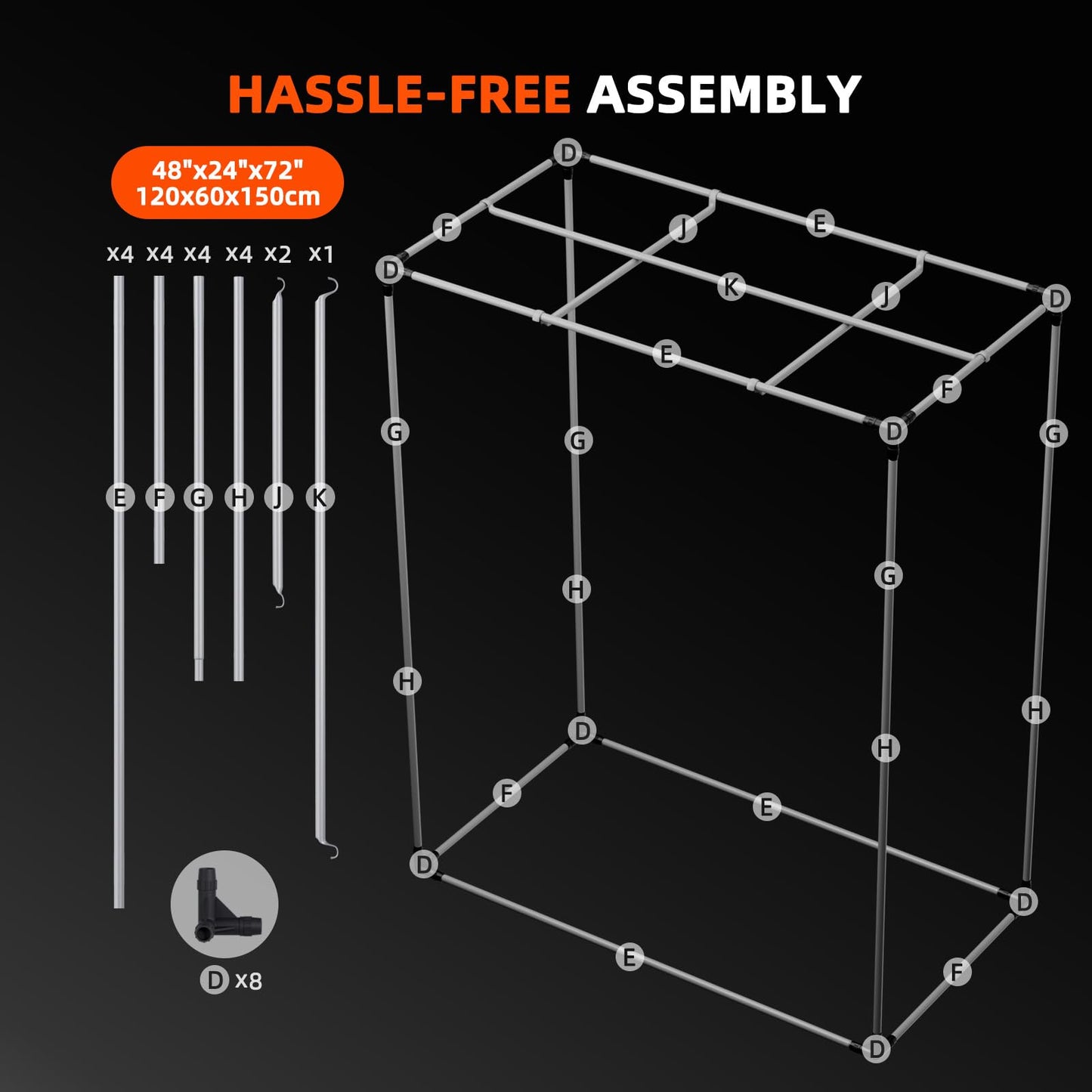 Spider Farmer Growzelt 60x60x180cm, Indoor Grow Tent Kultivation Zelt, hergestellt aus hochreflektierendem Mylar mit Beobachtungsfenster und abnehmbarem Boden Tablett, für SF1000/SF1000D