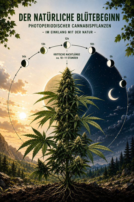 Kritische Nachtlänge, natürlicher Blütebeginn, Frühlingsblüte und Reveg bei photoperiodischen Cannabispflanzen