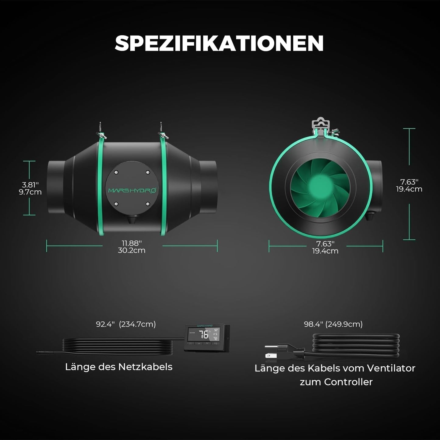 Mars Hydro Growzelt Komplettset,Upgraded TS600 Dimmbare Grow Lampe,60X60X140cm 1680D Hoch Reflektierend Mylar Grow Box Komplettset,mit 4" 205 CFM Ruhiges und Effizientes Belüftungssatz,10-Gang-Lüfter