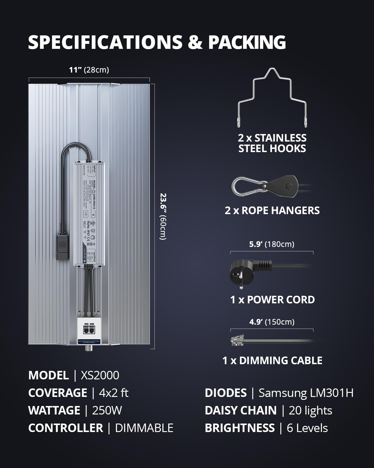 VIPARSPECTRA P600 LED Grow Lampe, 2024 Pflanzenlampe Led Vollspektrum, Pflanzenlampen LED Grow Light, Dimmen 0%-100% für Gewächshaus Zimmerpflanzen Sämling Gemüse Blüte für Growzelt 60x60cm 40x40cm