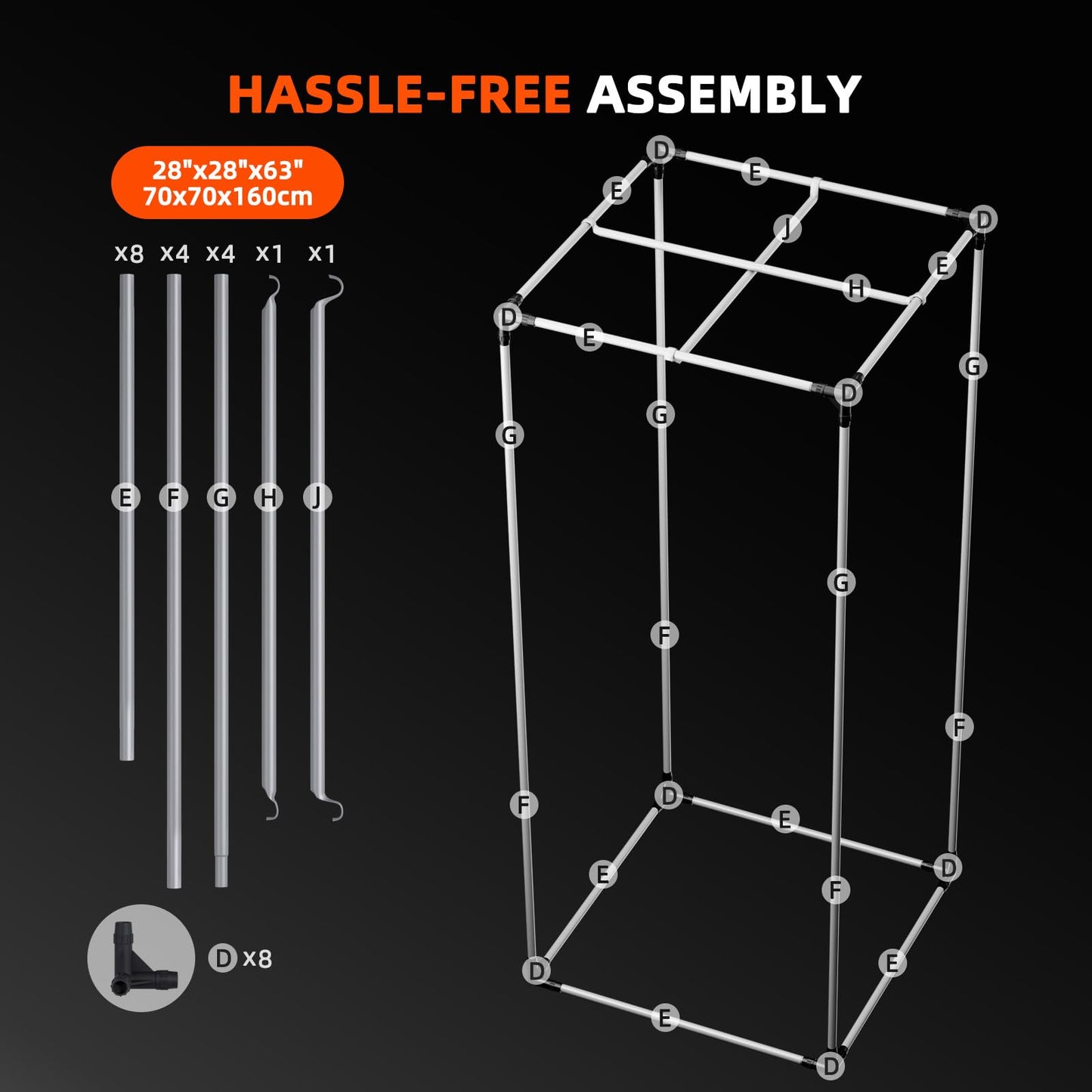 Spider Farmer Growzelt 60x60x180cm, Indoor Grow Tent Kultivation Zelt, hergestellt aus hochreflektierendem Mylar mit Beobachtungsfenster und abnehmbarem Boden Tablett, für SF1000/SF1000D