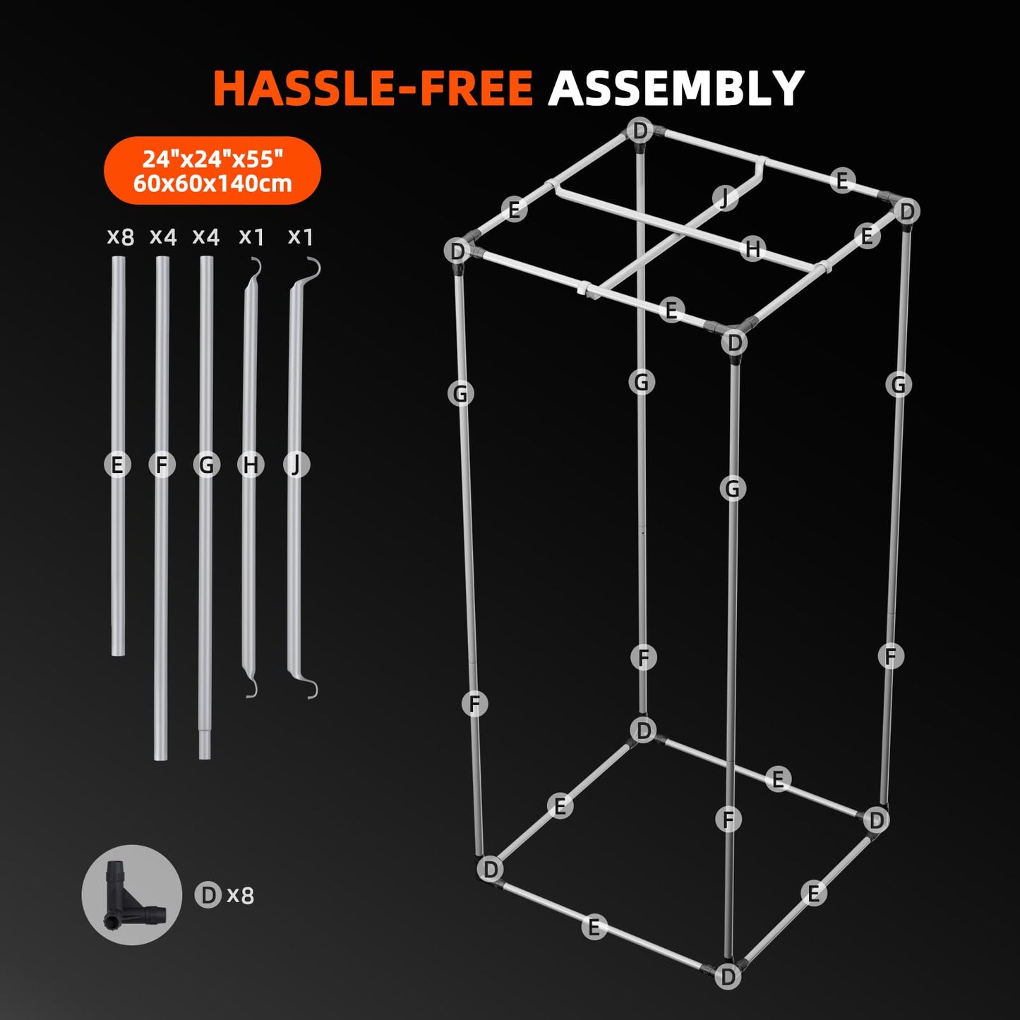 Spider Farmer Growzelt 60x60x180cm, Indoor Grow Tent Kultivation Zelt, hergestellt aus hochreflektierendem Mylar mit Beobachtungsfenster und abnehmbarem Boden Tablett, für SF1000/SF1000D