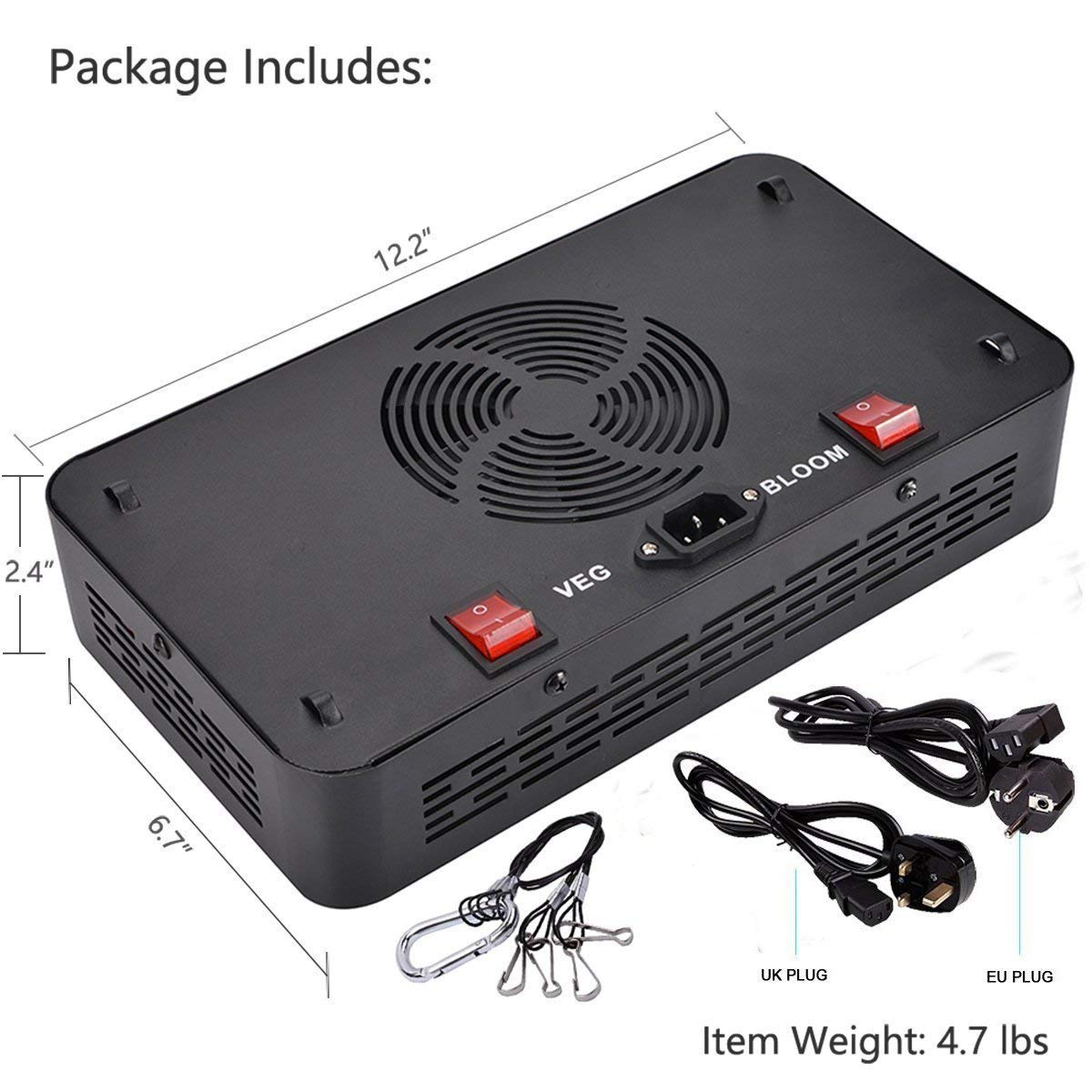 Niello QB1000 LED Pflanzenlampe with dimmable, LED Grow Lampe Vollspektrum, Hohem PPFD und IR Grow Light Wachstumslampe für 2x2ft Innen Wachsen Zelt Samen Knospe Pflanze Gemüse und Blume