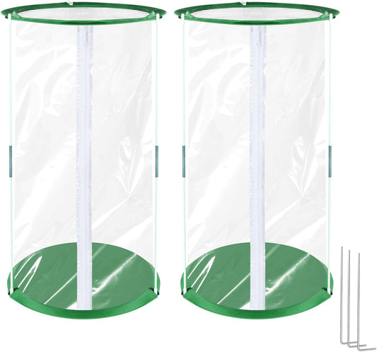 Pop Up Gewächshaus Klein, 2 Stück 53×30cm Mini Gewächshaus für Kübelpflanzen für Blumen Gemüse & Pilze, Transparentes PVC Überwinterungszelt für Pflanzen