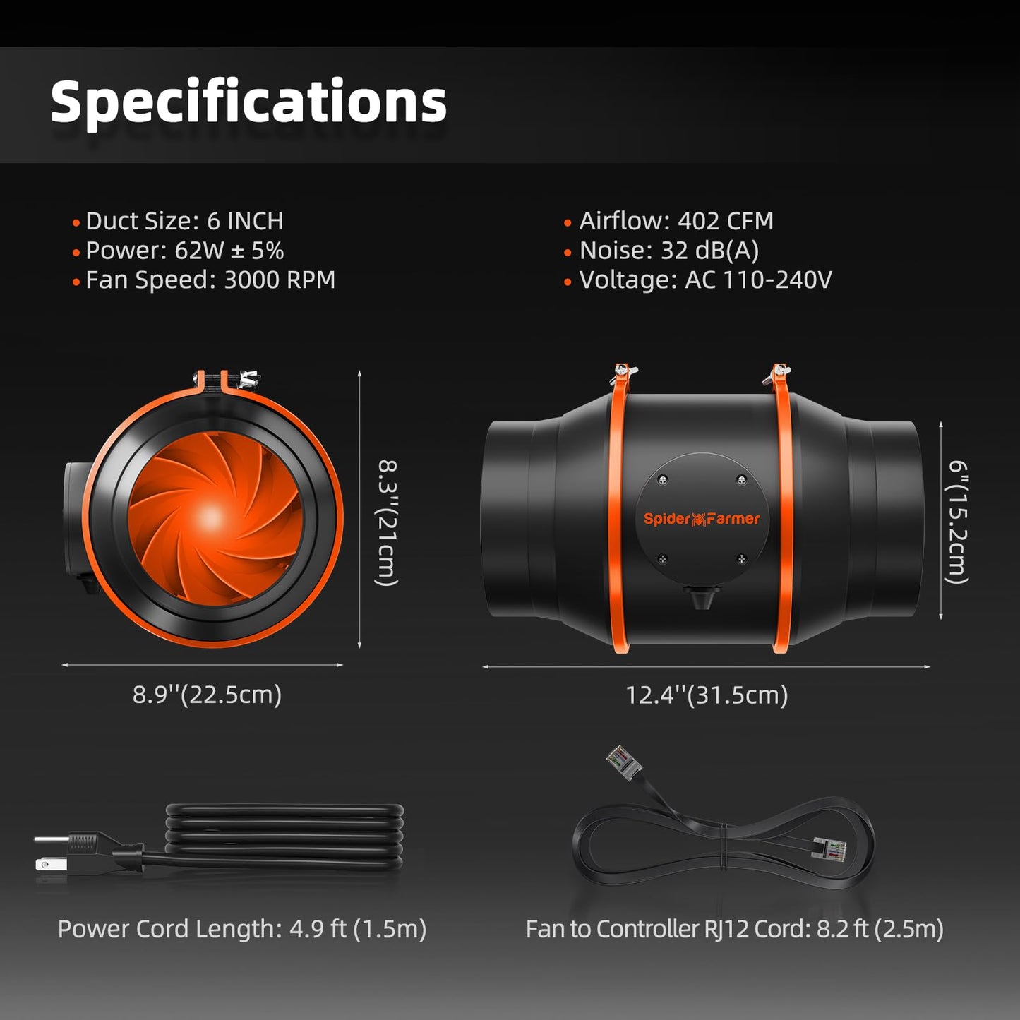 Spider Farmer Growzelt Komplettset SF1000 Grow Light Dimmbarer LED Grow Lampe Vollspektrum Samsung LM301H EVO Diodes GrowZelt Kit Komplettes 70x70x160cm Hydroponics Growing Tent Set Belüftungssystem