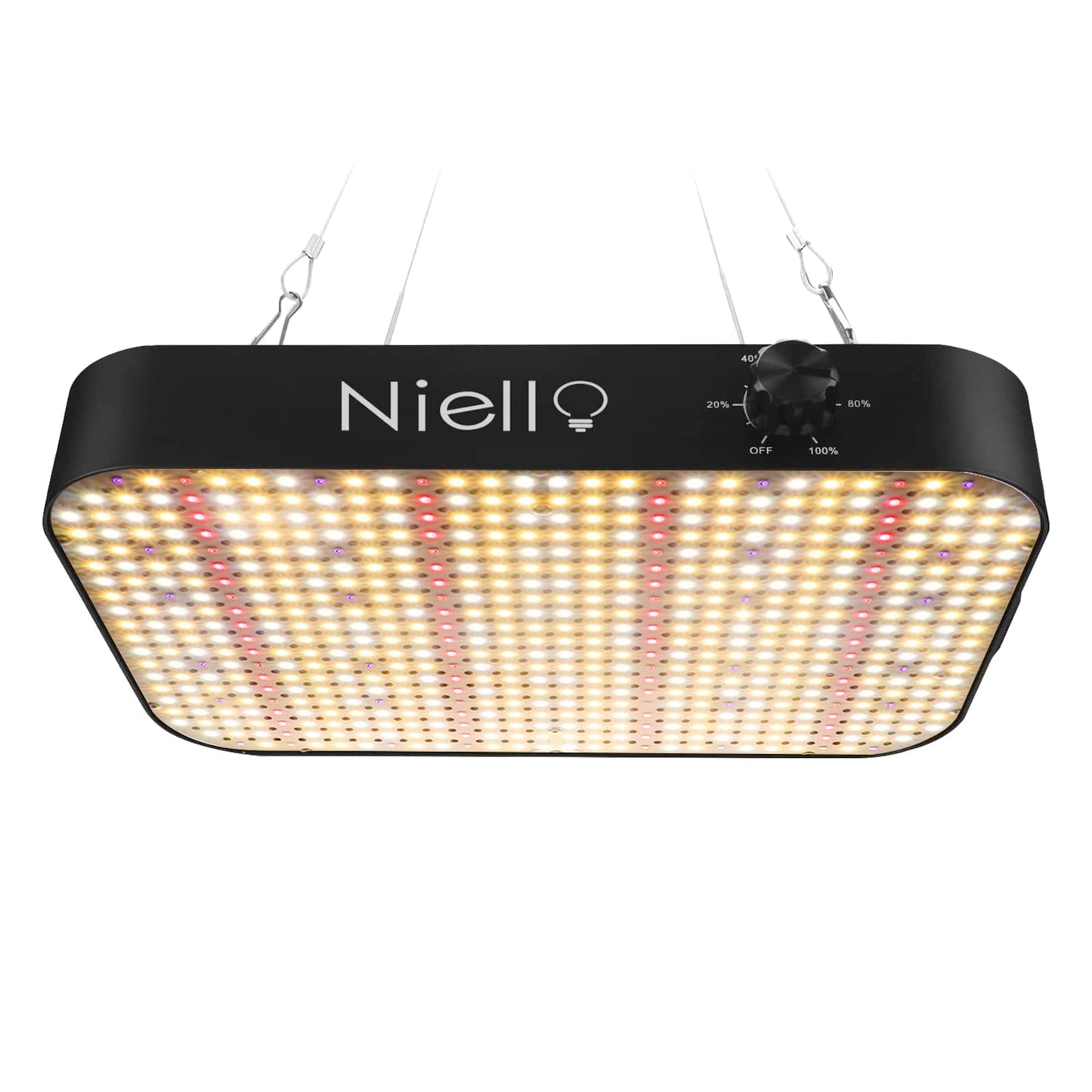 Niello QB1000 LED Pflanzenlampe with dimmable, LED Grow Lampe Vollspektrum, Hohem PPFD und IR Grow Light Wachstumslampe für 2x2ft Innen Wachsen Zelt Samen Knospe Pflanze Gemüse und Blume