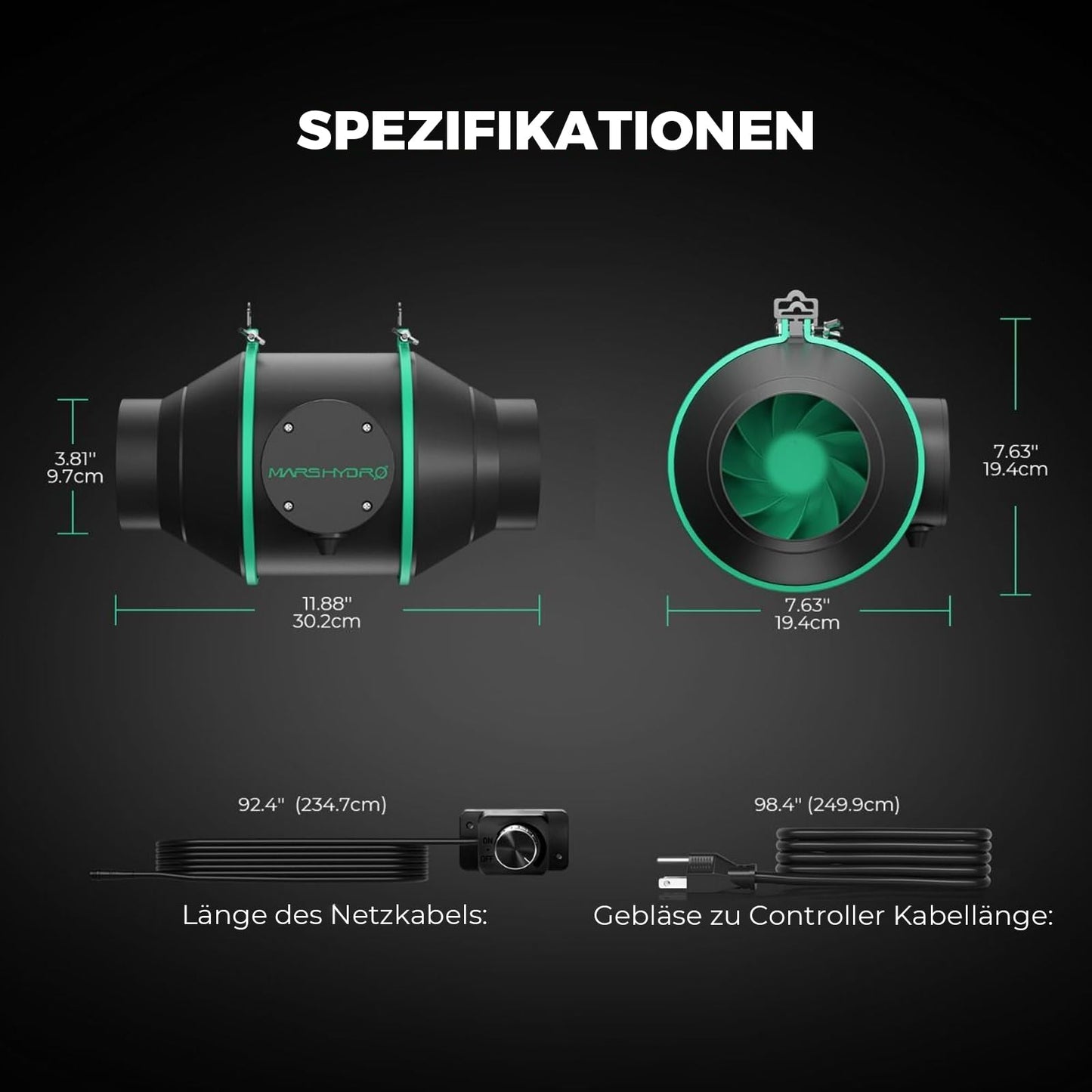 Mars Hydro Growzelt Komplettset,Upgraded TS600 Dimmbare Grow Lampe,60X60X140cm 1680D Hoch Reflektierend Mylar Grow Box Komplettset,mit 4" 205 CFM Ruhiges und Effizientes Belüftungssatz,10-Gang-Lüfter