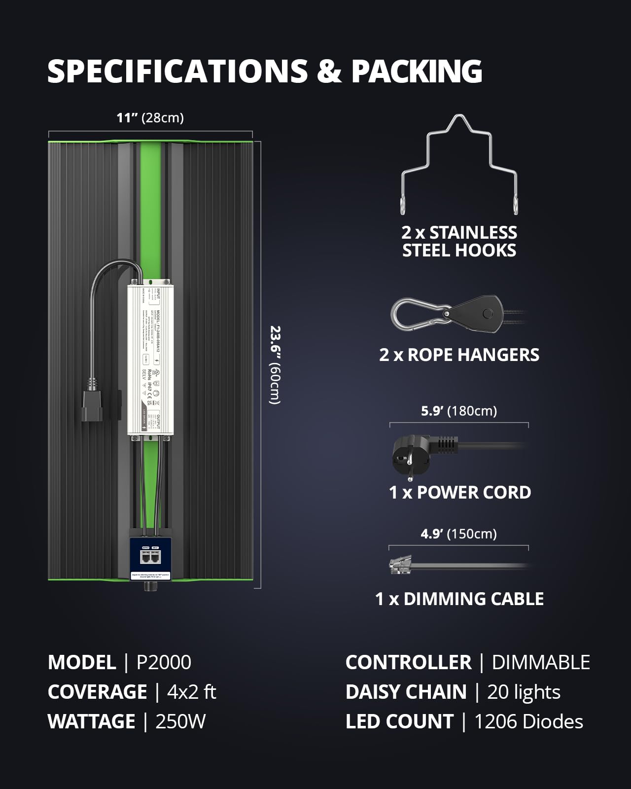 VIPARSPECTRA P600 LED Grow Lampe, 2024 Pflanzenlampe Led Vollspektrum, Pflanzenlampen LED Grow Light, Dimmen 0%-100% für Gewächshaus Zimmerpflanzen Sämling Gemüse Blüte für Growzelt 60x60cm 40x40cm