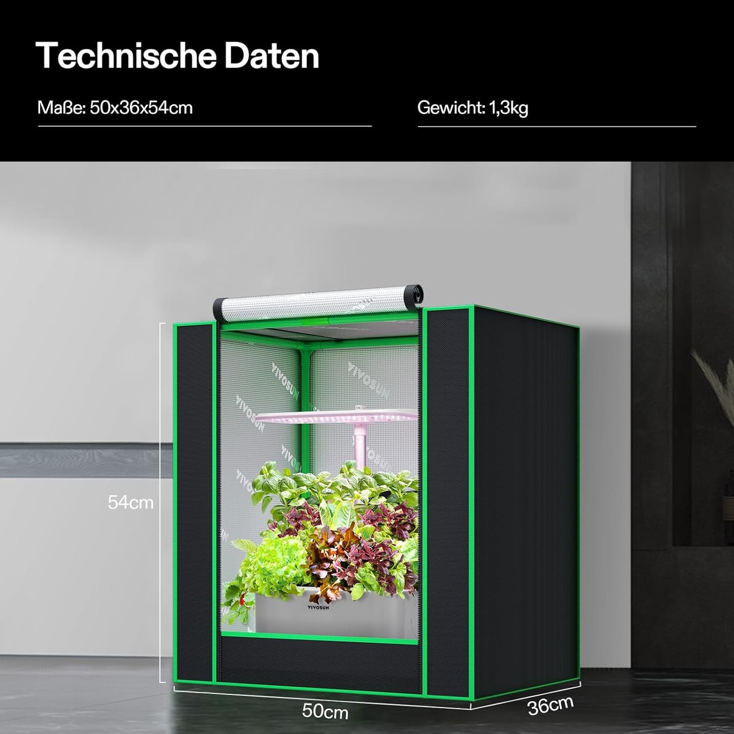 VIVOSUN Growzelt lichtdichtes Indoor Hydroponik Zelt mit reflektierendem Mylar Sichtfenster Bodenwanne stabile Rahmenstruktur Pflanzenzelt Gewächshaus S558 Grow Tent passend für VSF6450