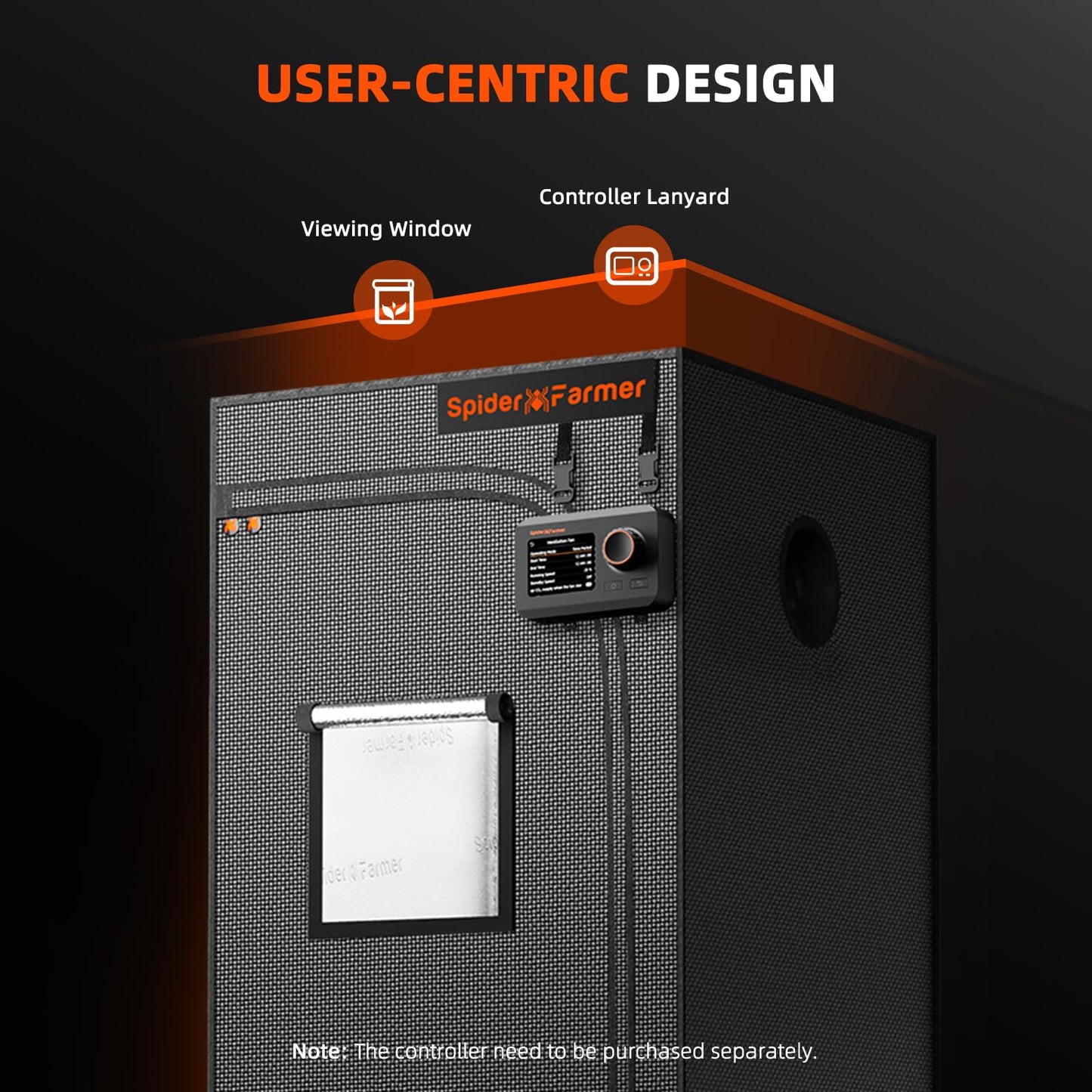 Spider Farmer Growzelt 60x60x180cm, Indoor Grow Tent Kultivation Zelt, hergestellt aus hochreflektierendem Mylar mit Beobachtungsfenster und abnehmbarem Boden Tablett, für SF1000/SF1000D