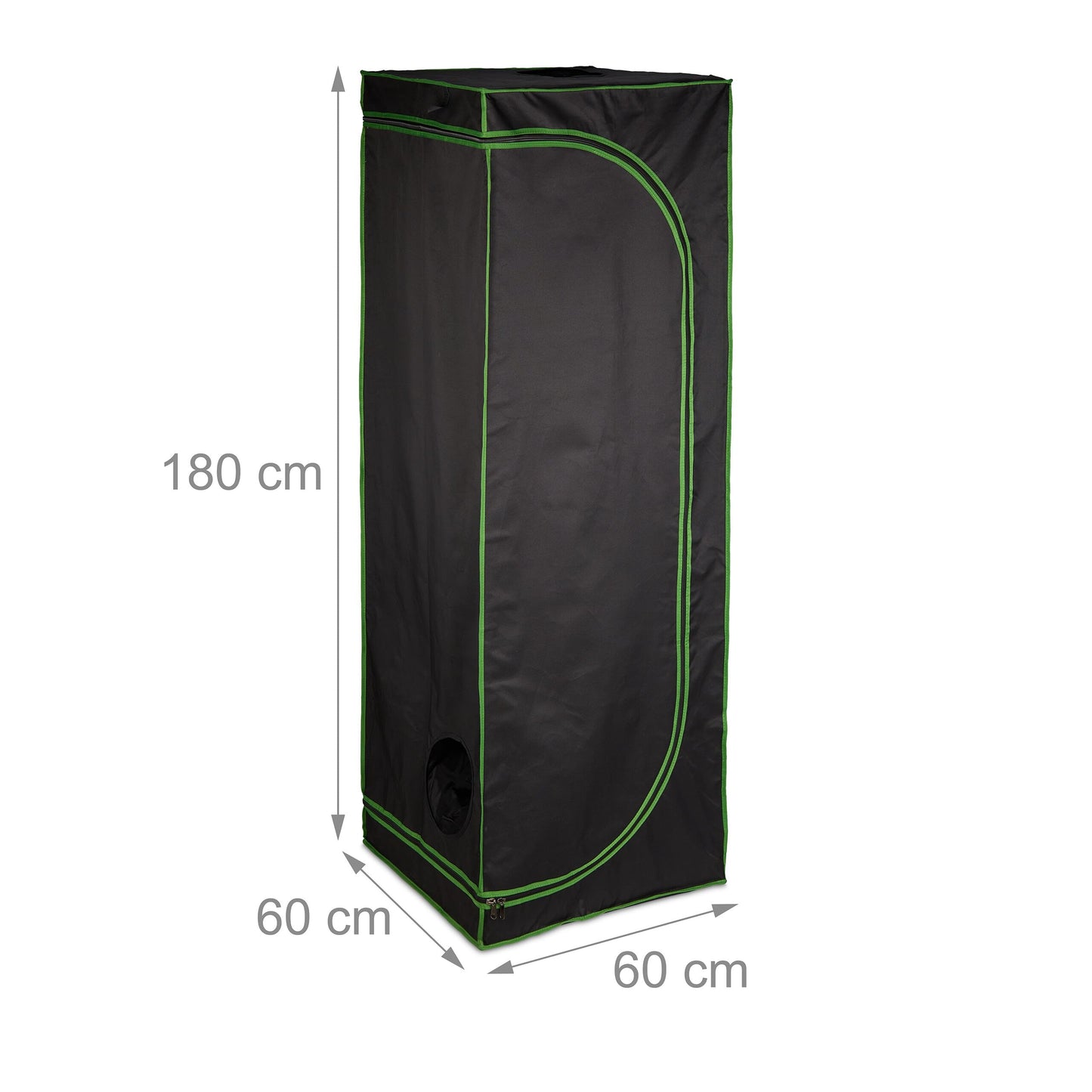 Relaxdays Growzelt, HxBxT: 180x60x60 cm, reflektierende Innenfolie, lichtundurchlässig, Indoor Zuchtzelt, schwarz/grün