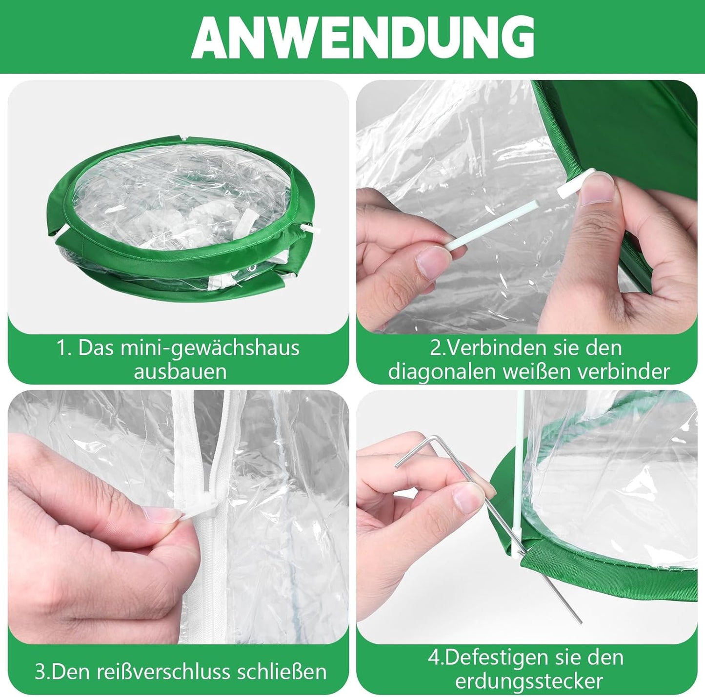 Pop Up Gewächshaus Klein, 2 Stück 53×30cm Mini Gewächshaus für Kübelpflanzen für Blumen Gemüse & Pilze, Transparentes PVC Überwinterungszelt für Pflanzen