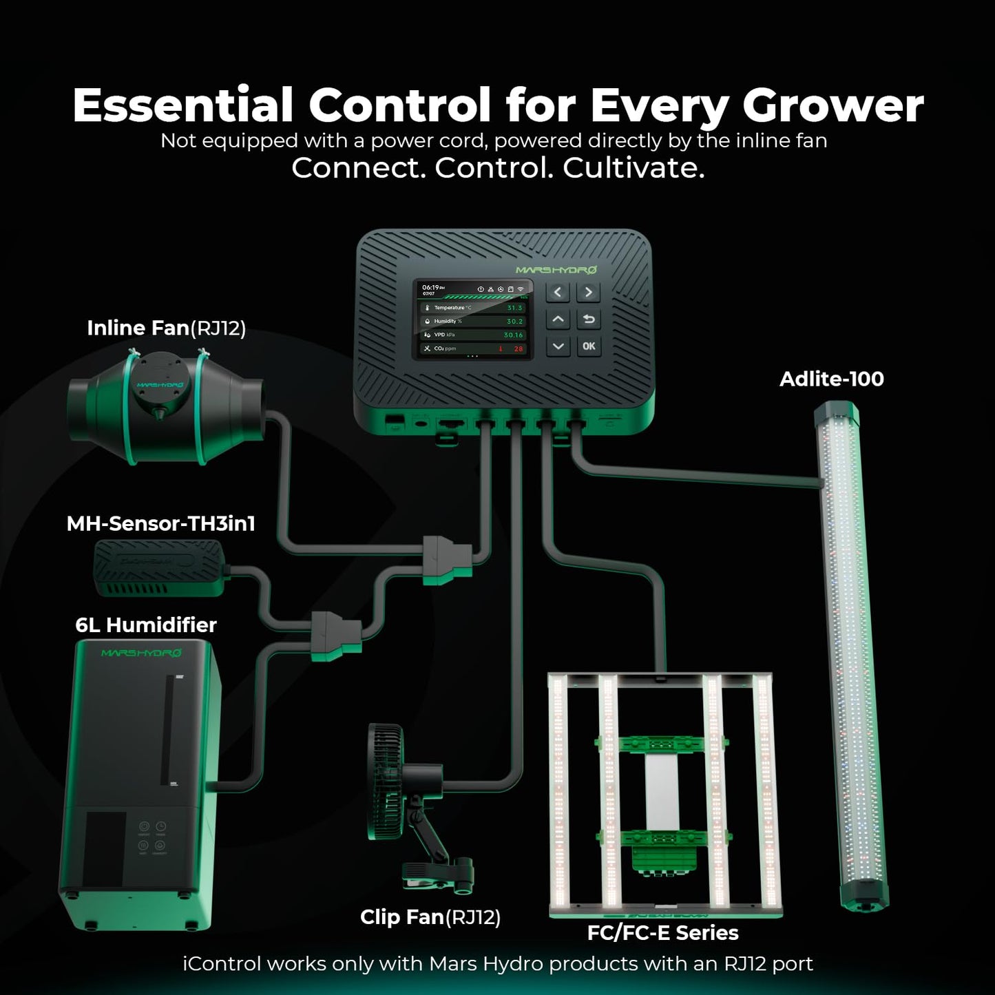 Mars Hydro Growzelt Komplettset,Upgraded TS600 Dimmbare Grow Lampe,60X60X140cm 1680D Hoch Reflektierend Mylar Grow Box Komplettset,mit 4" 205 CFM Ruhiges und Effizientes Belüftungssatz,10-Gang-Lüfter