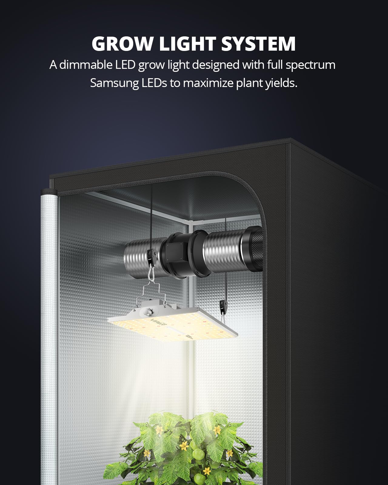 VIPARSPECTRA P600 LED Grow Lampe, 2024 Pflanzenlampe Led Vollspektrum, Pflanzenlampen LED Grow Light, Dimmen 0%-100% für Gewächshaus Zimmerpflanzen Sämling Gemüse Blüte für Growzelt 60x60cm 40x40cm