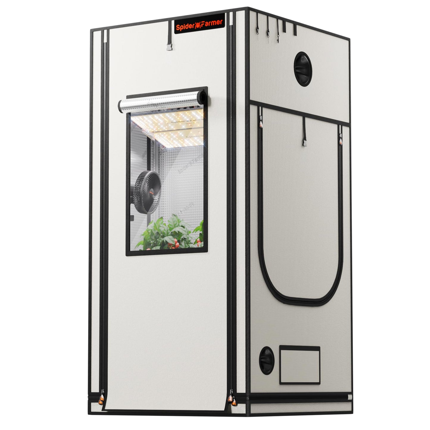 Spider Farmer Growzelt 60x60x180cm, Indoor Grow Tent Kultivation Zelt, hergestellt aus hochreflektierendem Mylar mit Beobachtungsfenster und abnehmbarem Boden Tablett, für SF1000/SF1000D