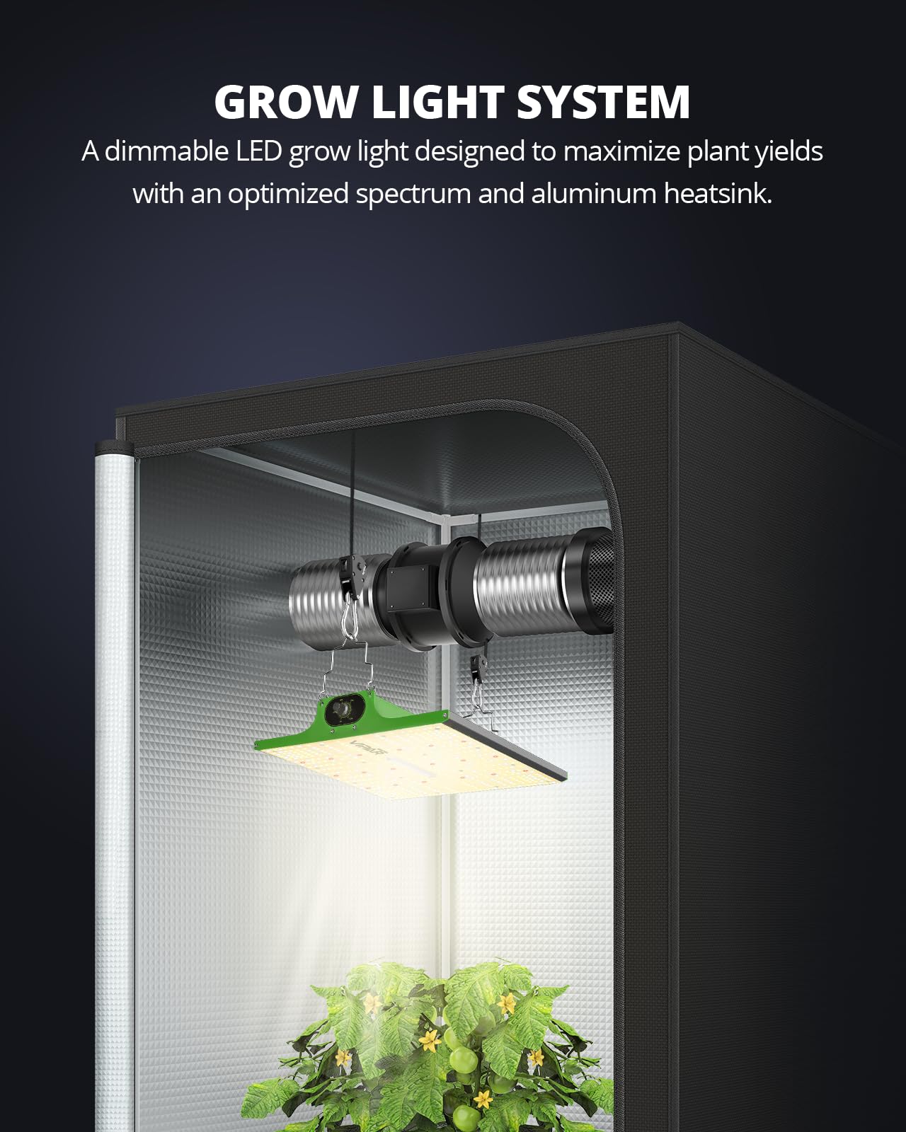 VIPARSPECTRA P600 LED Grow Lampe, 2024 Pflanzenlampe Led Vollspektrum, Pflanzenlampen LED Grow Light, Dimmen 0%-100% für Gewächshaus Zimmerpflanzen Sämling Gemüse Blüte für Growzelt 60x60cm 40x40cm