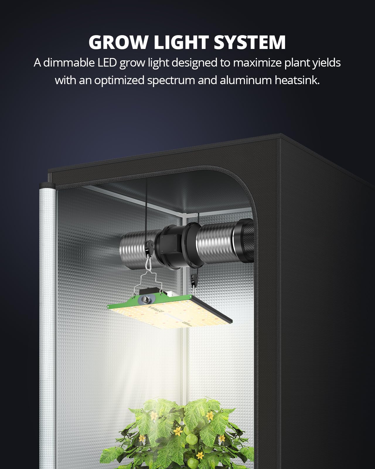 VIPARSPECTRA P600 LED Grow Lampe, 2024 Pflanzenlampe Led Vollspektrum, Pflanzenlampen LED Grow Light, Dimmen 0%-100% für Gewächshaus Zimmerpflanzen Sämling Gemüse Blüte für Growzelt 60x60cm 40x40cm