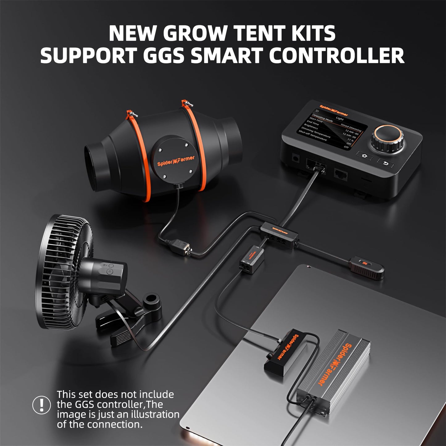 Spider Farmer Growzelt Komplettset SF1000 Grow Light Dimmbarer LED Grow Lampe Vollspektrum Samsung LM301H EVO Diodes GrowZelt Kit Komplettes 70x70x160cm Hydroponics Growing Tent Set Belüftungssystem