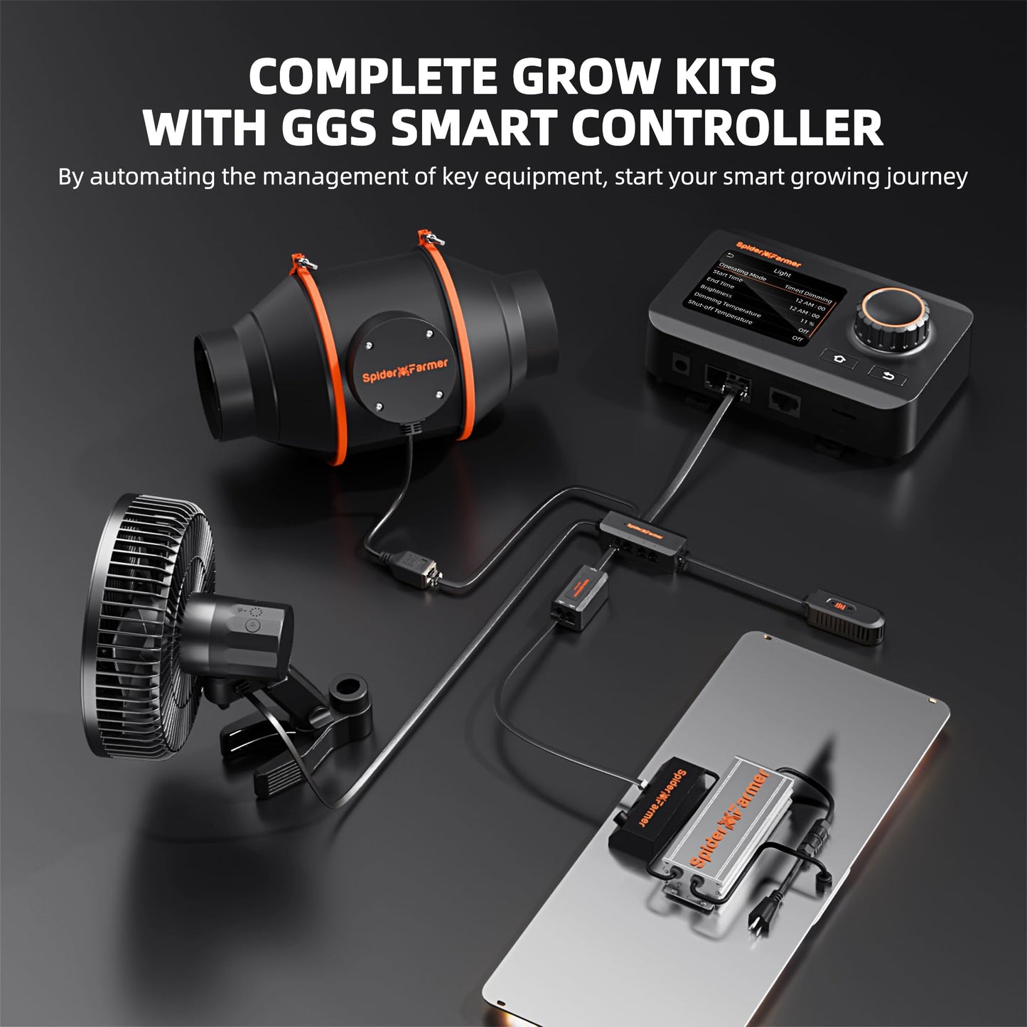 Spider Farmer Growzelt Komplettset SF1000 Grow Light Dimmbarer LED Grow Lampe Vollspektrum Samsung LM301H EVO Diodes GrowZelt Kit Komplettes 70x70x160cm Hydroponics Growing Tent Set Belüftungssystem