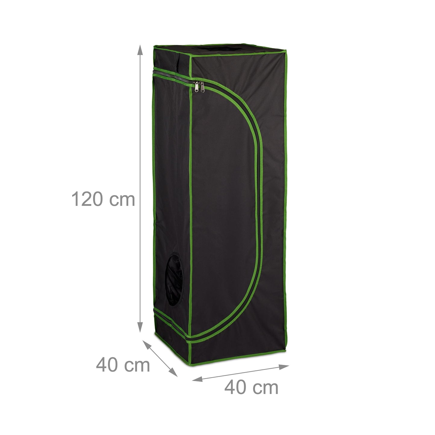 Relaxdays Growzelt, HxBxT: 180x60x60 cm, reflektierende Innenfolie, lichtundurchlässig, Indoor Zuchtzelt, schwarz/grün