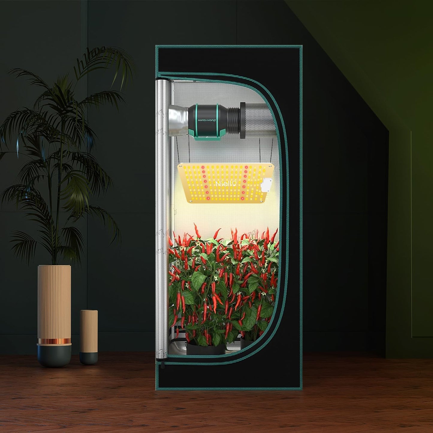 Niello QB1000 LED Pflanzenlampe with dimmable, LED Grow Lampe Vollspektrum, Hohem PPFD und IR Grow Light Wachstumslampe für 2x2ft Innen Wachsen Zelt Samen Knospe Pflanze Gemüse und Blume