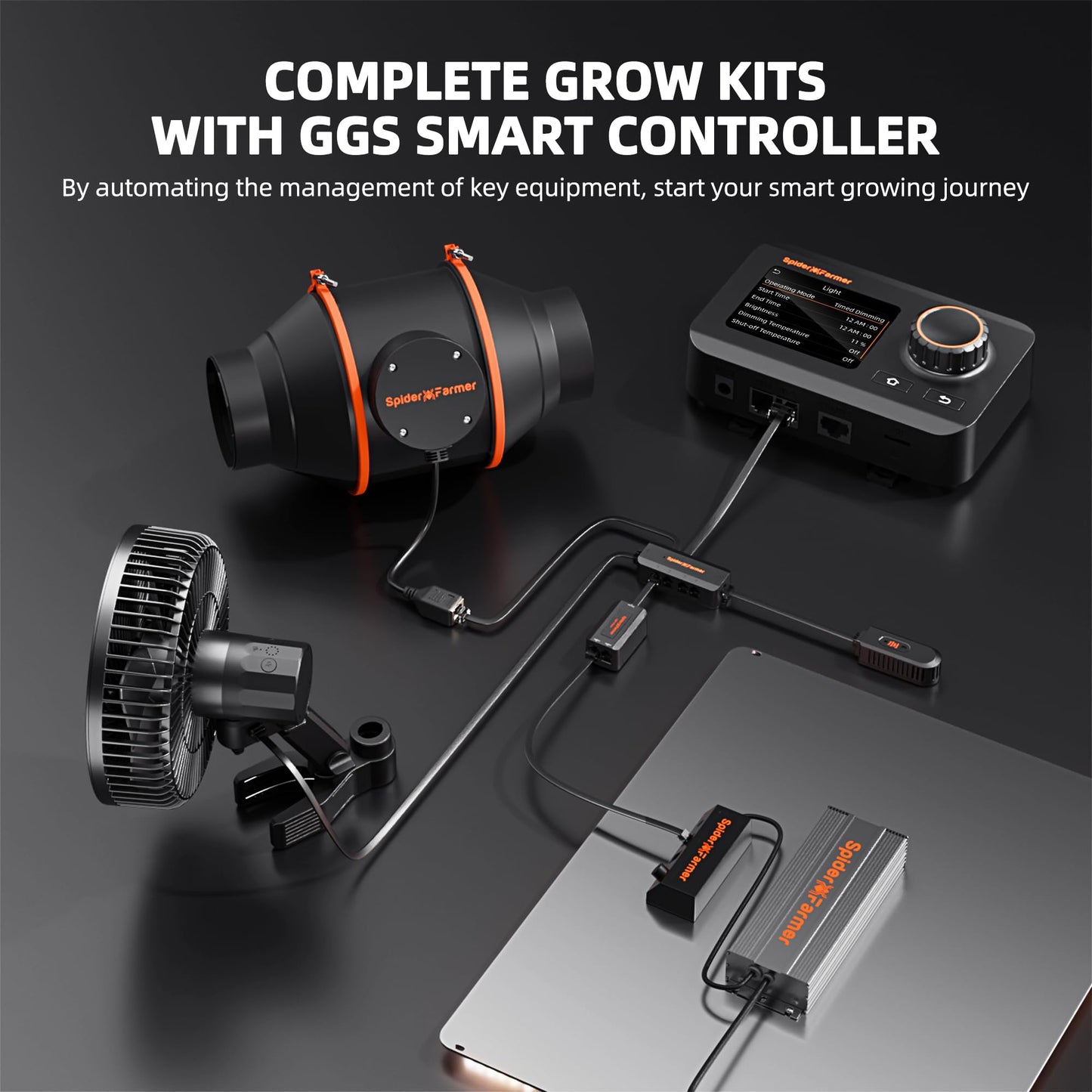 Spider Farmer Growzelt Komplettset SF1000 Grow Light Dimmbarer LED Grow Lampe Vollspektrum Samsung LM301H EVO Diodes GrowZelt Kit Komplettes 70x70x160cm Hydroponics Growing Tent Set Belüftungssystem