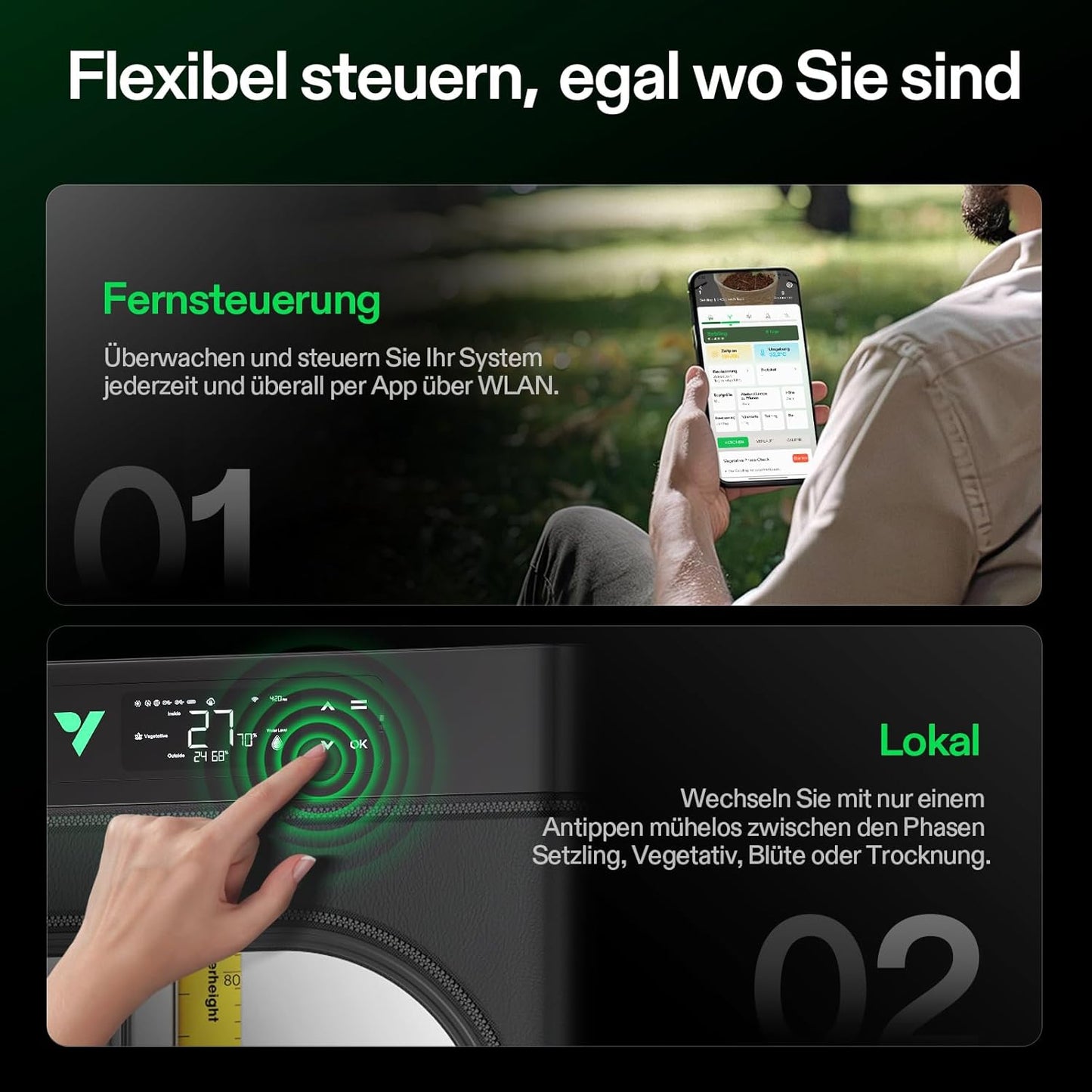 VGrow All-in-One Smart Grow Box, Professionelles System mit Samsung LM301H EVO Grow Lampe, Fortschrittliches Zirkulations- und Ventilationssystem, Bewässerung, Nährstoffzufuhr für Indoor-Hydroponik