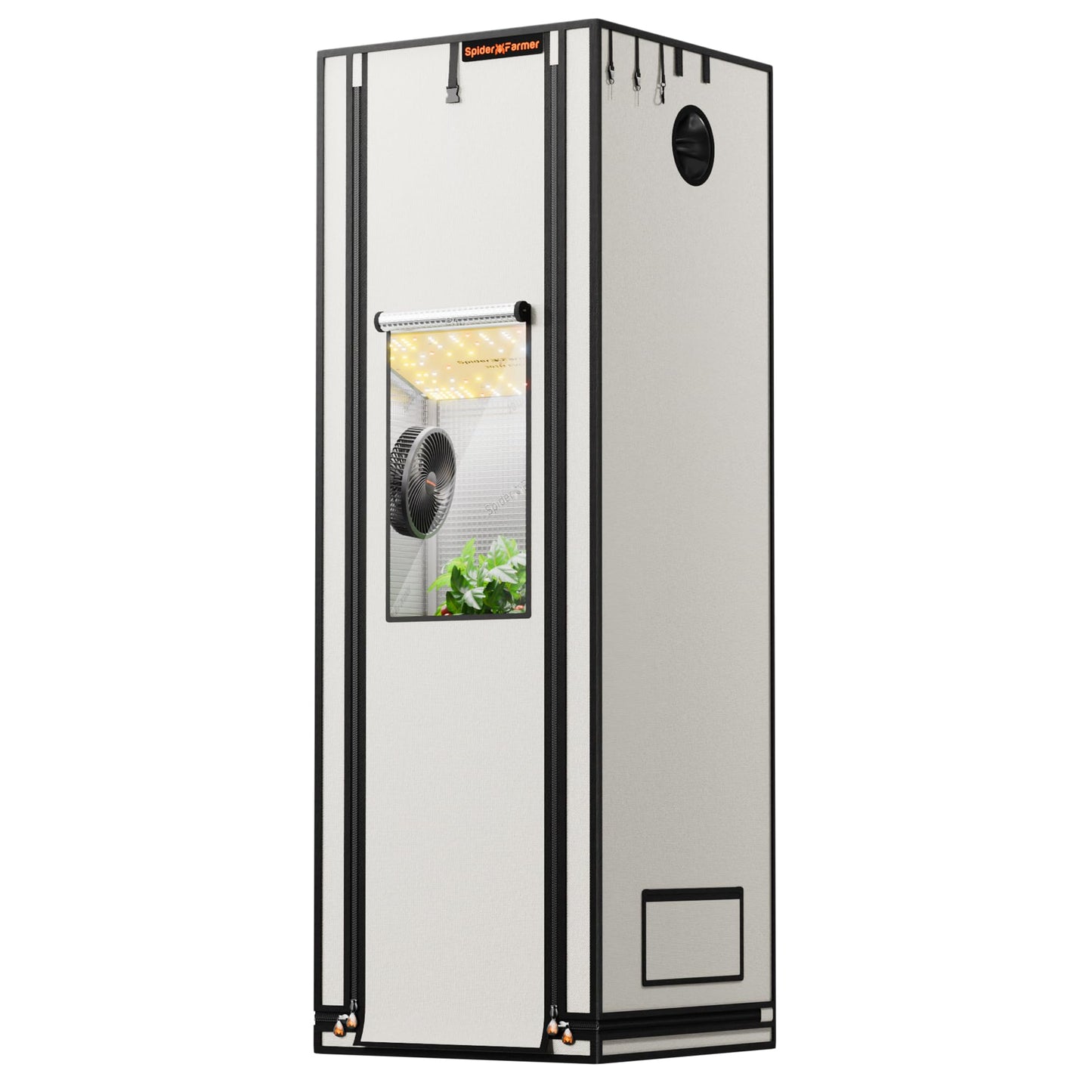Spider Farmer Growzelt 60x60x180cm, Indoor Grow Tent Kultivation Zelt, hergestellt aus hochreflektierendem Mylar mit Beobachtungsfenster und abnehmbarem Boden Tablett, für SF1000/SF1000D