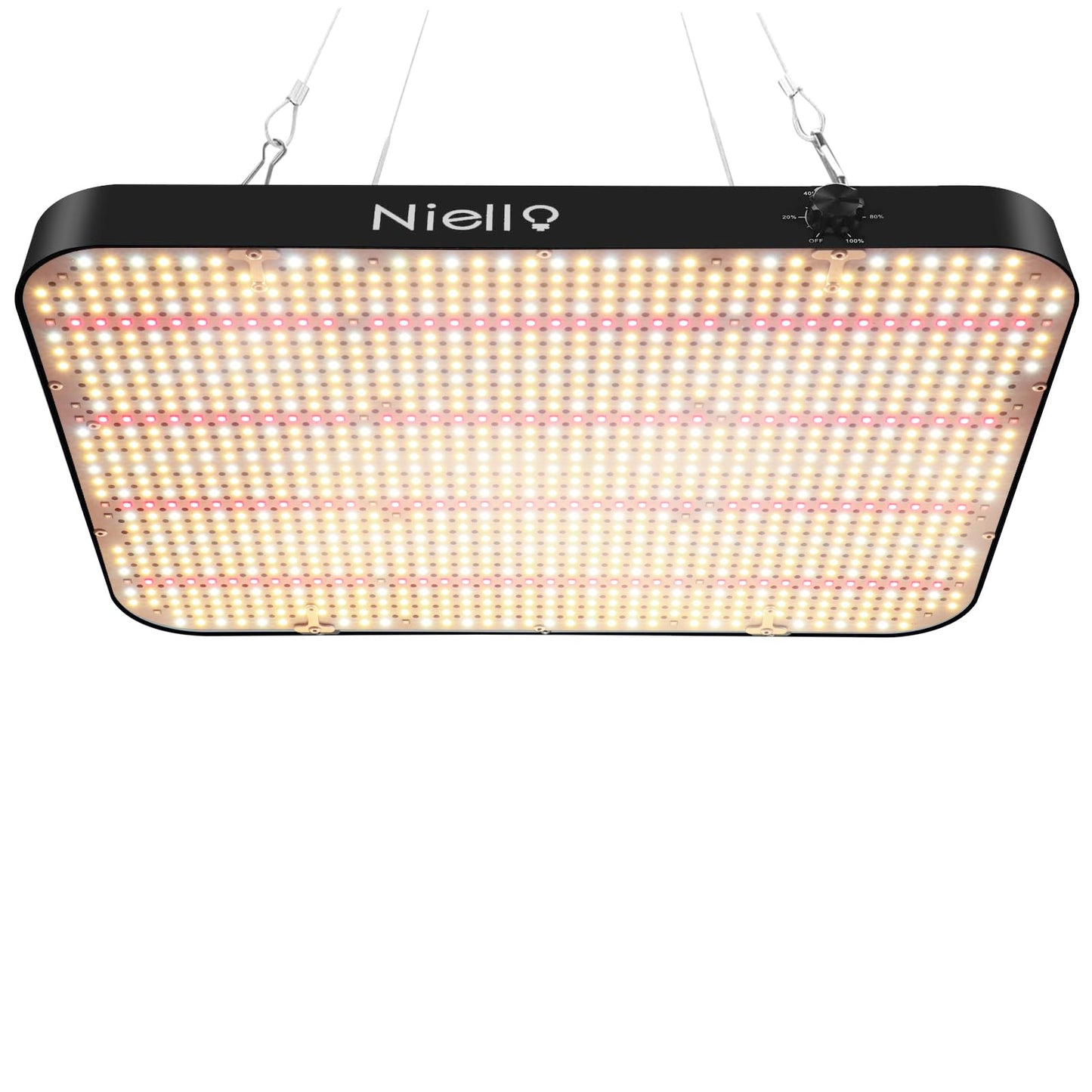 Niello QB1000 LED Pflanzenlampe with dimmable, LED Grow Lampe Vollspektrum, Hohem PPFD und IR Grow Light Wachstumslampe für 2x2ft Innen Wachsen Zelt Samen Knospe Pflanze Gemüse und Blume