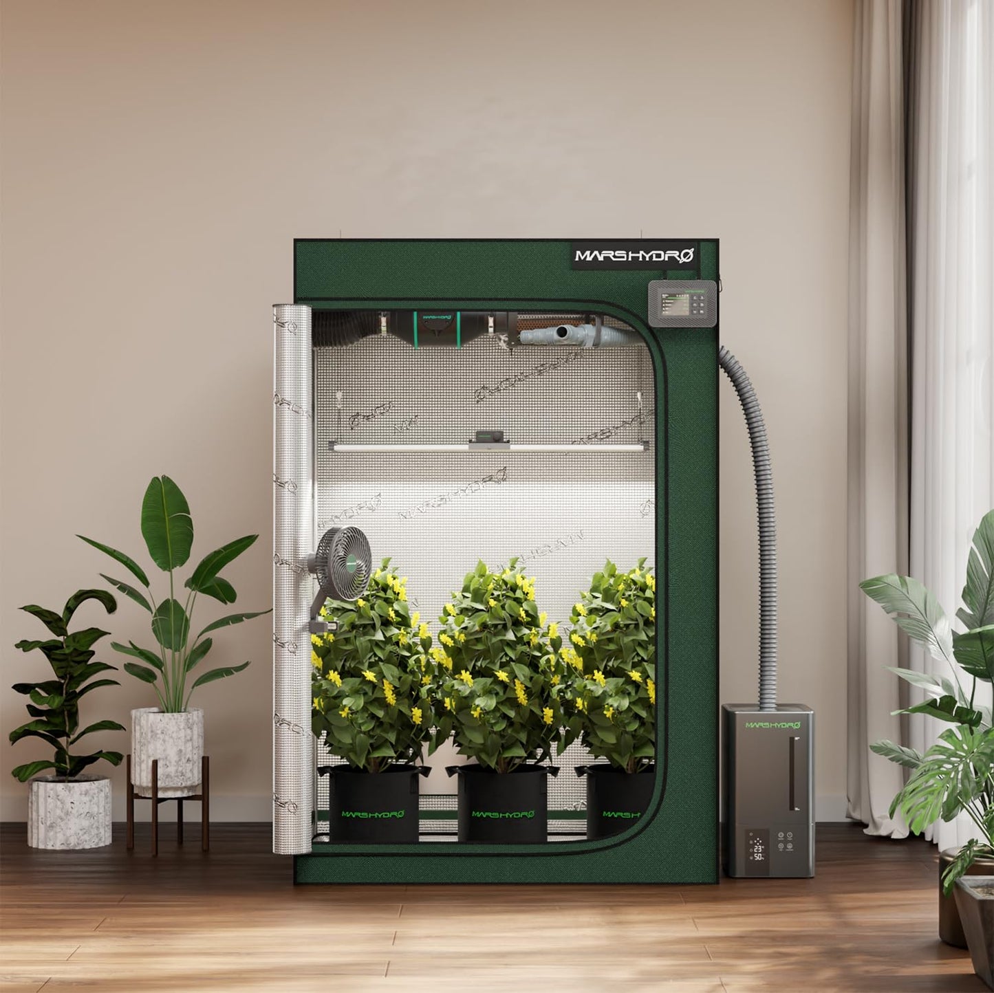 MARS HYDRO Growzelt 120x120x200cm,Indoor Grow Tent Reflektierende Mylar Zuchtzelte Hydrokultur,abnehmbaren Boden Tablett,für Pflanzen wachsen Raum
