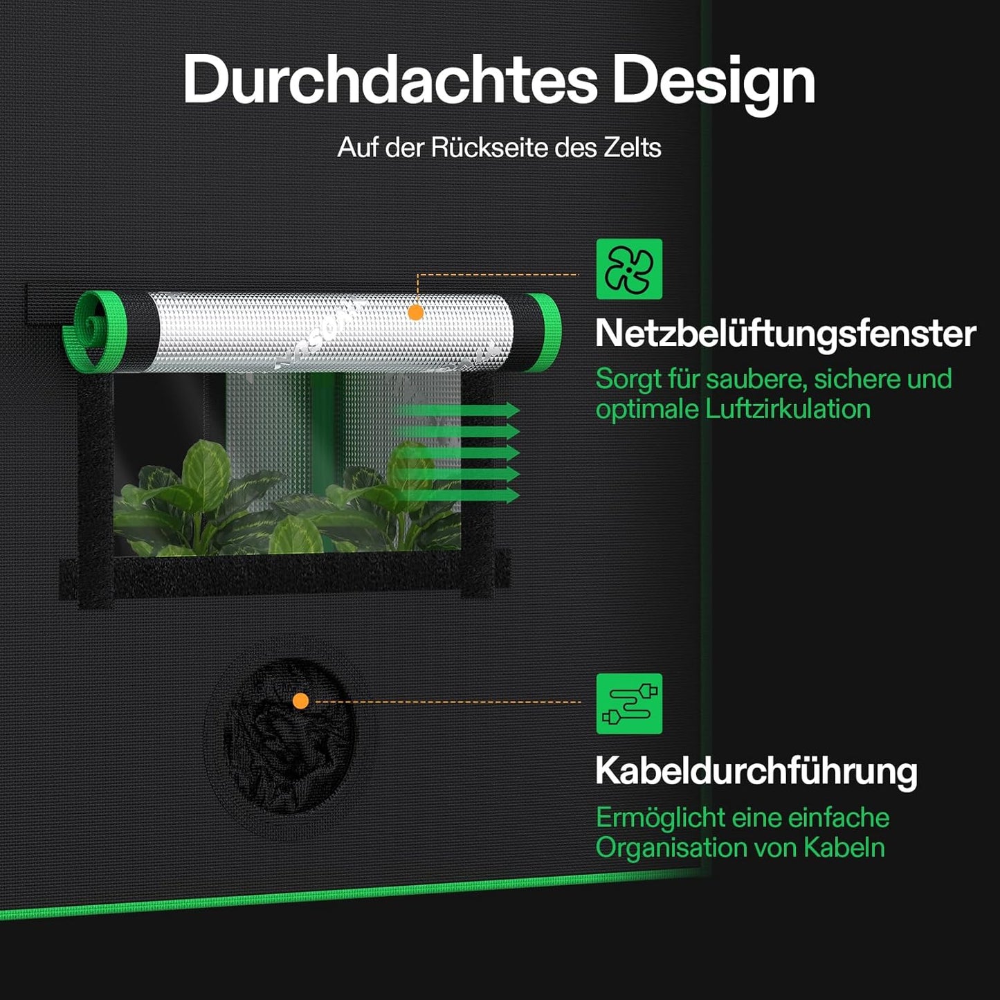 VIVOSUN Growzelt lichtdichtes Indoor Hydroponik Zelt mit reflektierendem Mylar Sichtfenster Bodenwanne stabile Rahmenstruktur Pflanzenzelt Gewächshaus S558 Grow Tent passend für VSF6450