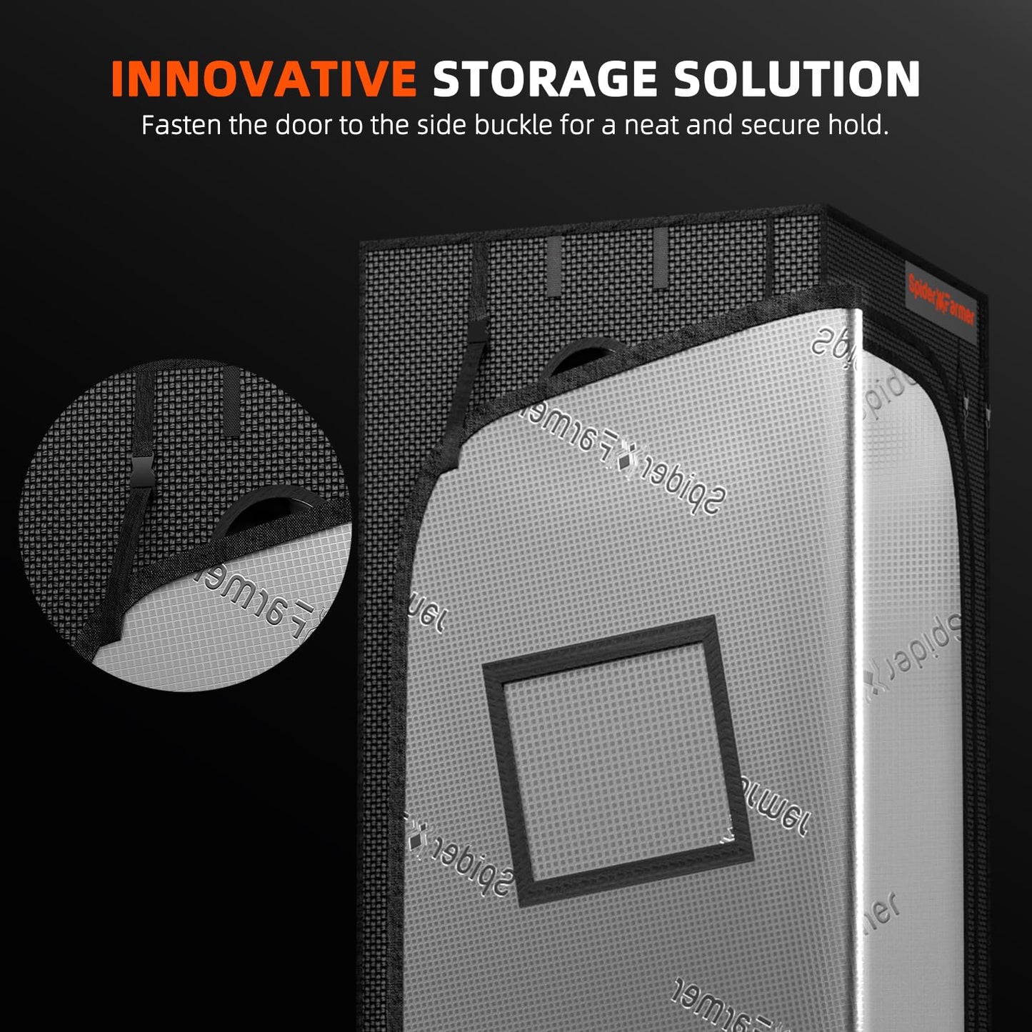 Spider Farmer Growzelt 60x60x180cm, Indoor Grow Tent Kultivation Zelt, hergestellt aus hochreflektierendem Mylar mit Beobachtungsfenster und abnehmbarem Boden Tablett, für SF1000/SF1000D