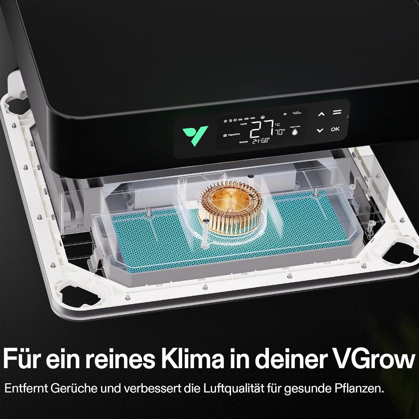 VGrow All-in-One Smart Grow Box, Professionelles System mit Samsung LM301H EVO Grow Lampe, Fortschrittliches Zirkulations- und Ventilationssystem, Bewässerung, Nährstoffzufuhr für Indoor-Hydroponik