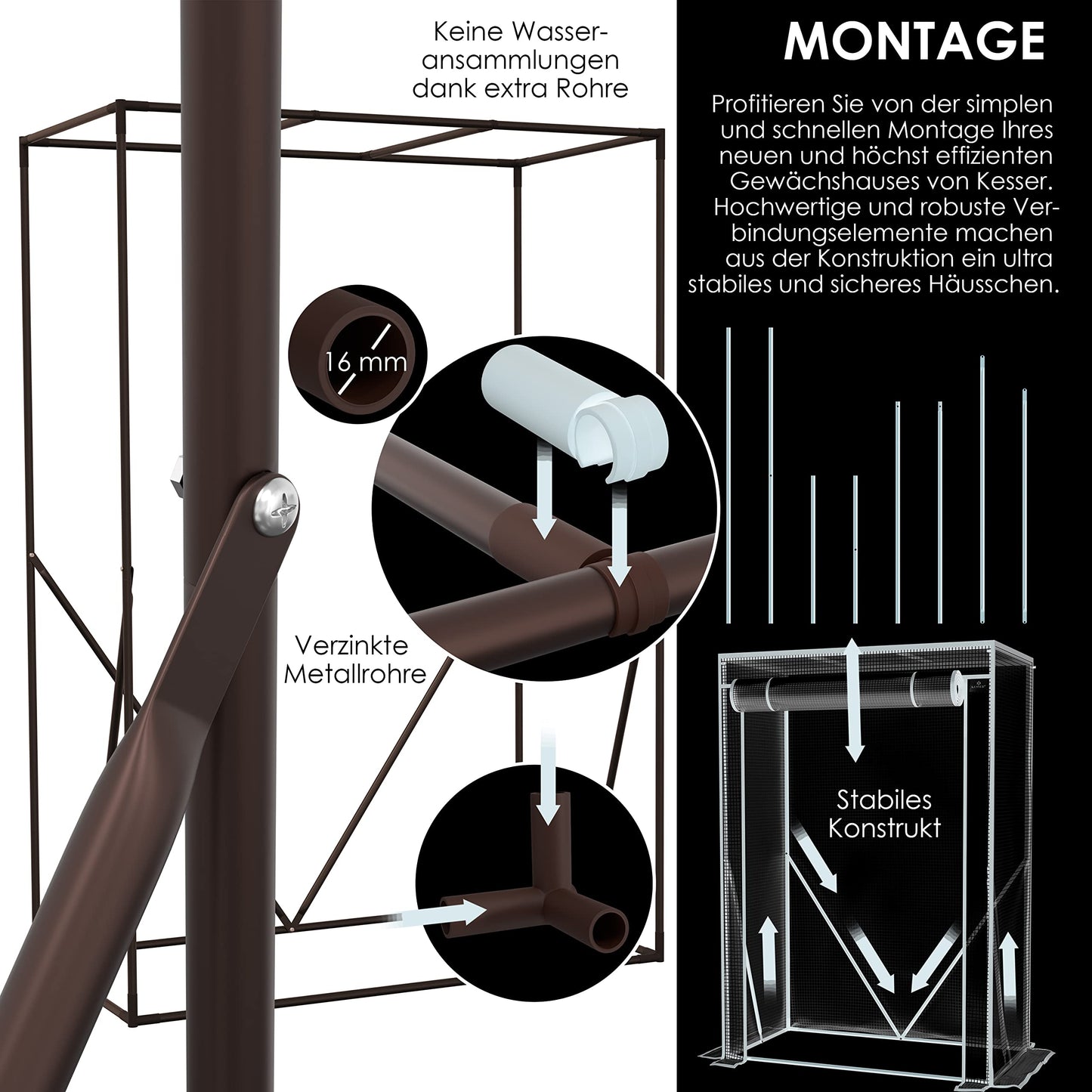 KESSER® Premium Tomatengewächshaus Foliengewächshaus, Gewächshaus klein, Tomatenhaus, Treibhaus mit Tür zum Aufrollen - 100 x 50 x 150 cm Frühbeet, Gemüse, Blumen, Obst, Inkl. Montagezubehör, Garten