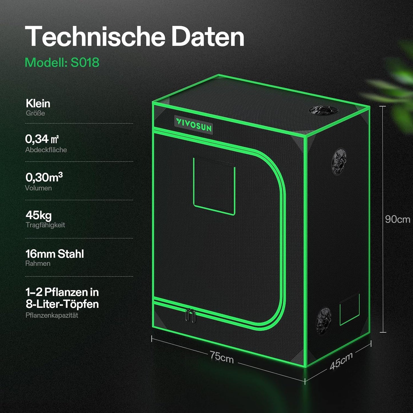 VIVOSUN Growzelt lichtdichtes Indoor Hydroponik Zelt mit reflektierendem Mylar Sichtfenster Bodenwanne stabile Rahmenstruktur Pflanzenzelt Gewächshaus S558 Grow Tent passend für VSF6450