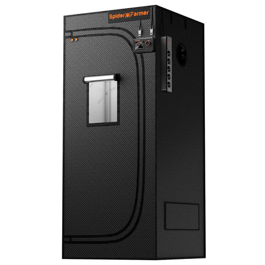Spider Farmer Growzelt 60x60x180cm, Indoor Grow Tent Kultivation Zelt, hergestellt aus hochreflektierendem Mylar mit Beobachtungsfenster und abnehmbarem Boden Tablett, für SF1000/SF1000D