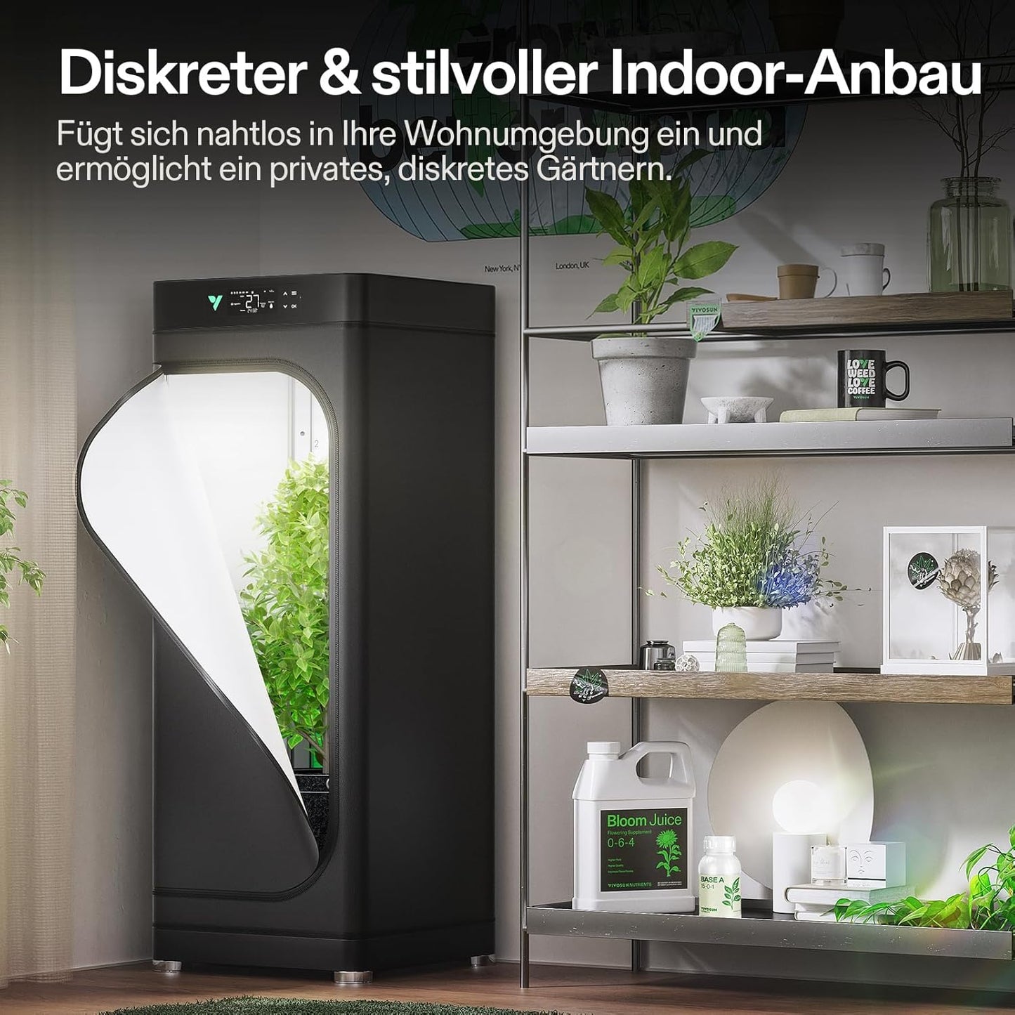VGrow All-in-One Smart Grow Box, Professionelles System mit Samsung LM301H EVO Grow Lampe, Fortschrittliches Zirkulations- und Ventilationssystem, Bewässerung, Nährstoffzufuhr für Indoor-Hydroponik