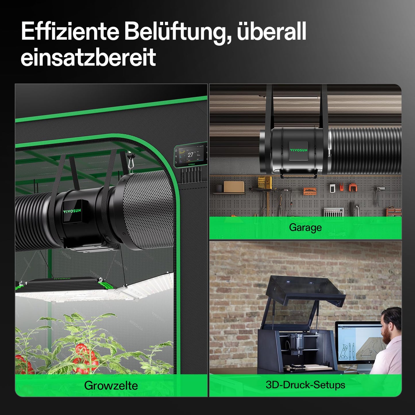 VIVOSUN Smart Rohrventilator 100mm/Abluftset AeroZesh G4 mit GrowHub E42A+, Temperatur- & Feuchtigkeitsregler, WiFi/App-Fernsteuerung, Aktivkohlefilter und Schlauch für Growzelte und Hydrokultur