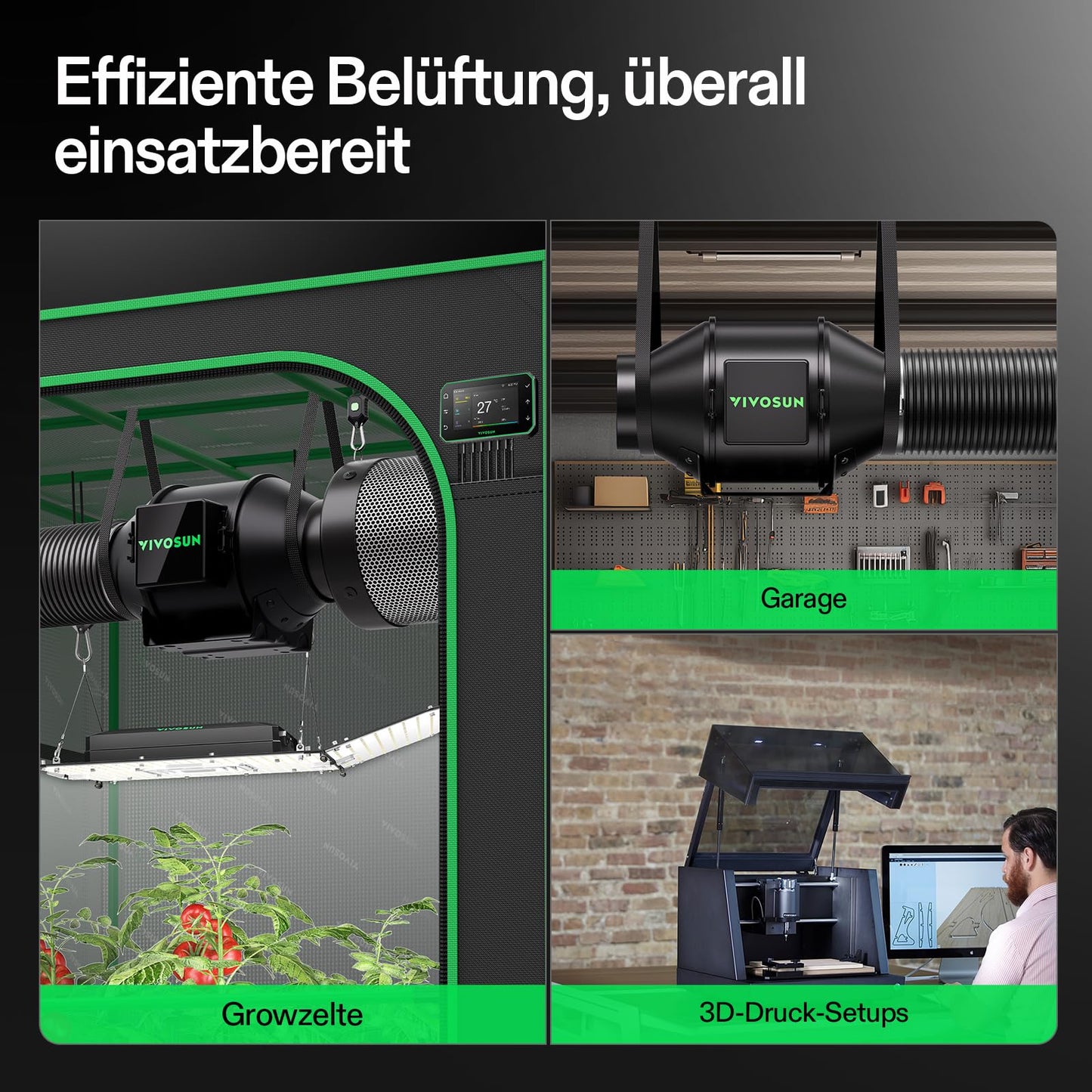VIVOSUN Smart Rohrventilator 100mm/Abluftset AeroZesh G4 mit GrowHub E42A+, Temperatur- & Feuchtigkeitsregler, WiFi/App-Fernsteuerung, Aktivkohlefilter und Schlauch für Growzelte und Hydrokultur
