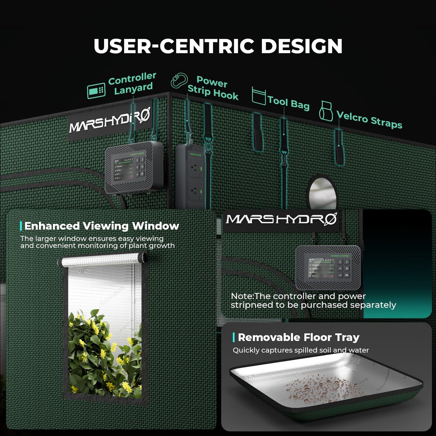 MARS HYDRO Growzelt 120x120x200cm,Indoor Grow Tent Reflektierende Mylar Zuchtzelte Hydrokultur,abnehmbaren Boden Tablett,für Pflanzen wachsen Raum