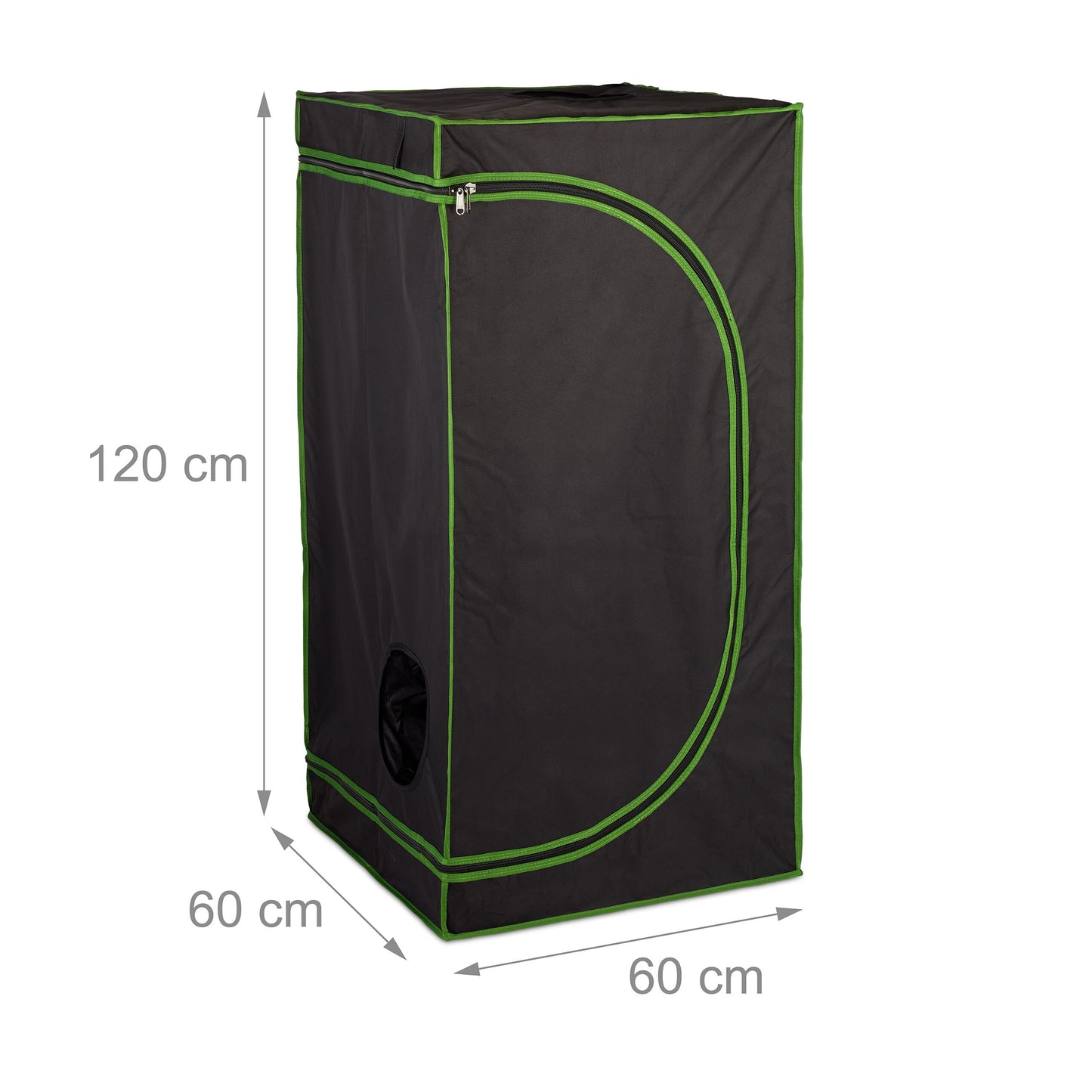 Relaxdays Growzelt, HxBxT: 180x60x60 cm, reflektierende Innenfolie, lichtundurchlässig, Indoor Zuchtzelt, schwarz/grün