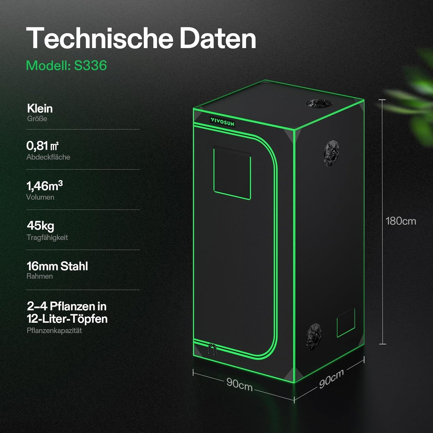 VIVOSUN Growzelt lichtdichtes Indoor Hydroponik Zelt mit reflektierendem Mylar Sichtfenster Bodenwanne stabile Rahmenstruktur Pflanzenzelt Gewächshaus S558 Grow Tent passend für VSF6450