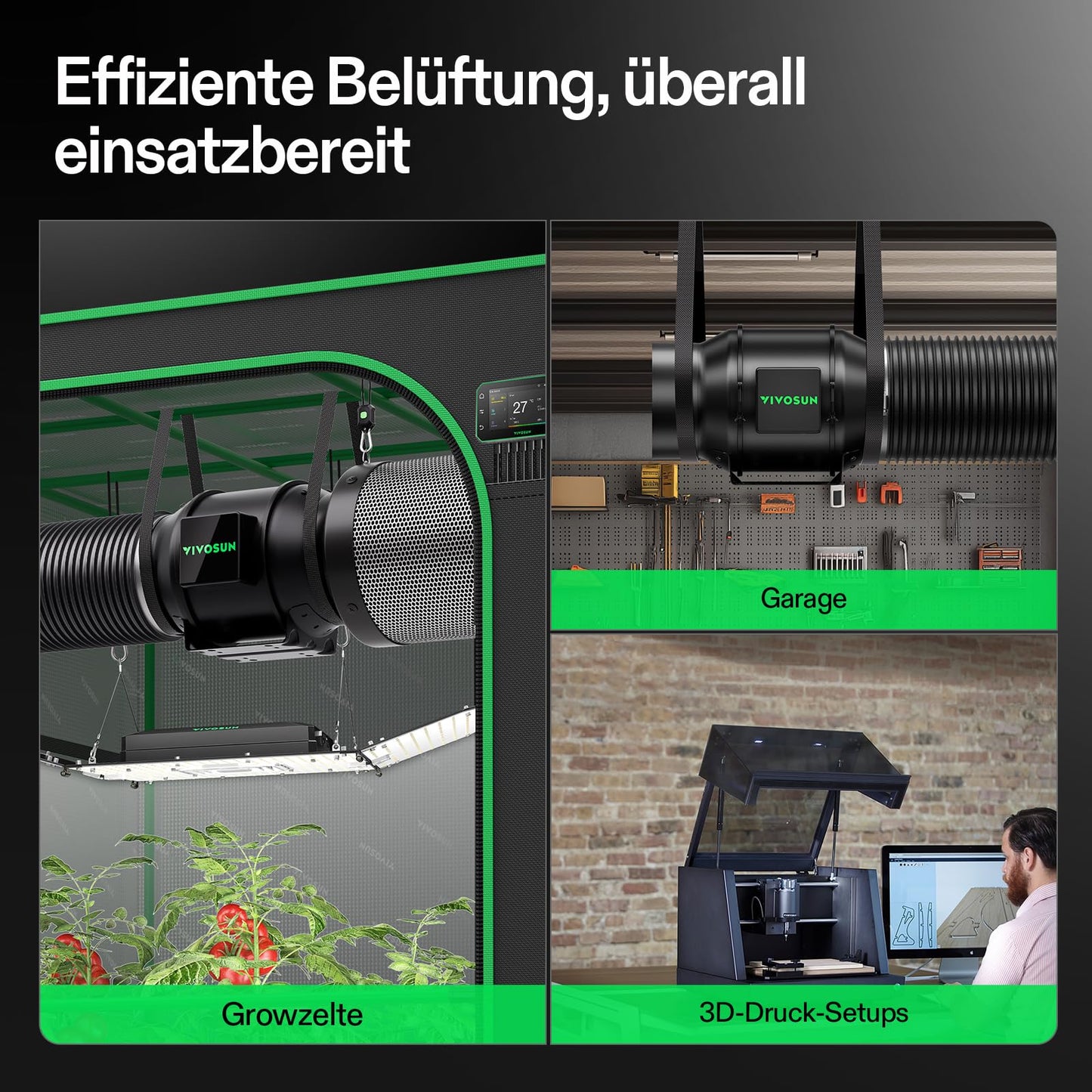 VIVOSUN Smart Rohrventilator 100mm/Abluftset AeroZesh G4 mit GrowHub E42A+, Temperatur- & Feuchtigkeitsregler, WiFi/App-Fernsteuerung, Aktivkohlefilter und Schlauch für Growzelte und Hydrokultur