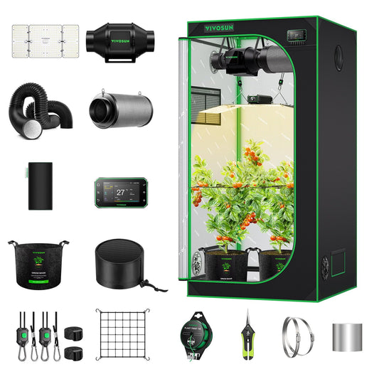 VIVOSUN Smart Growzelt Komplettset, WLAN-integriertes automatisches Grow-System mit 200W Vollspektrum-LED-Pflanzenlampe und effizientem Belüftungssystem mit GrowHub E42A+ Controller