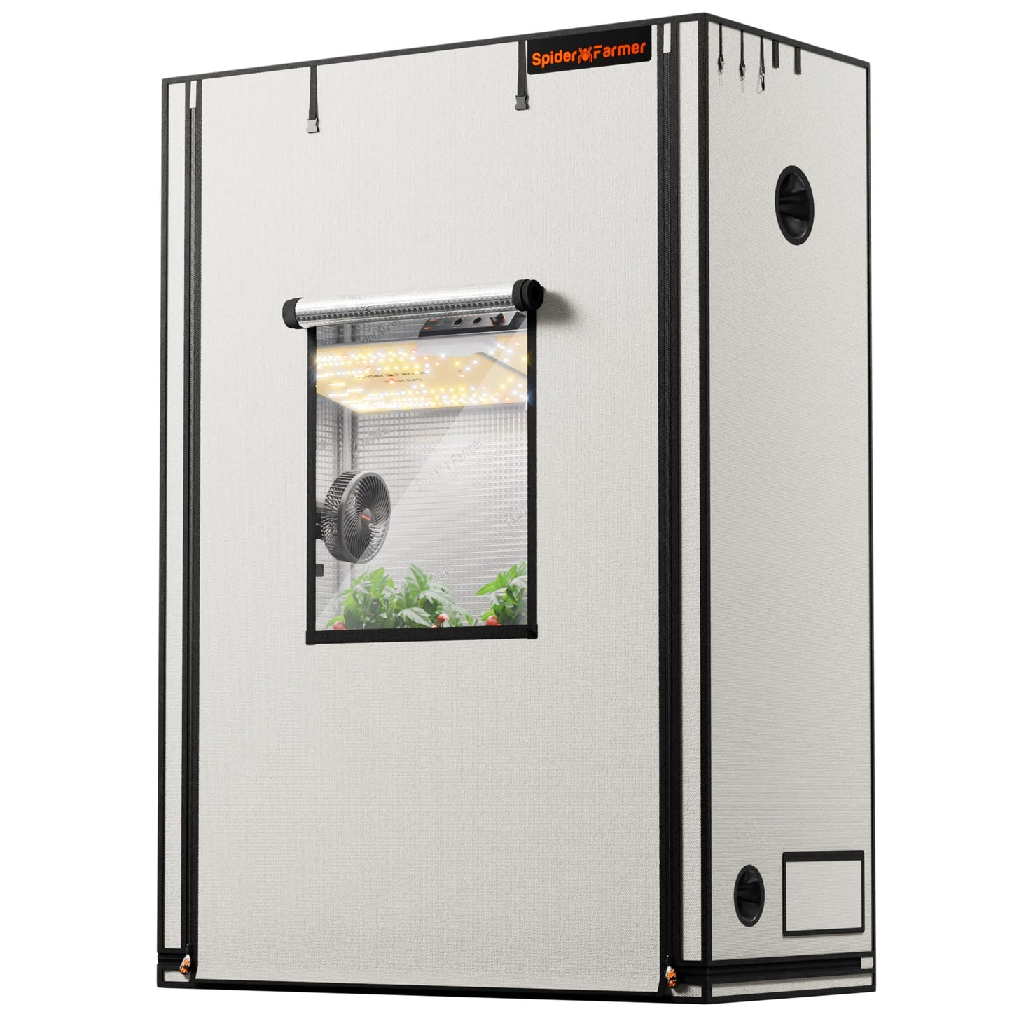 Spider Farmer Growzelt 60x60x180cm, Indoor Grow Tent Kultivation Zelt, hergestellt aus hochreflektierendem Mylar mit Beobachtungsfenster und abnehmbarem Boden Tablett, für SF1000/SF1000D
