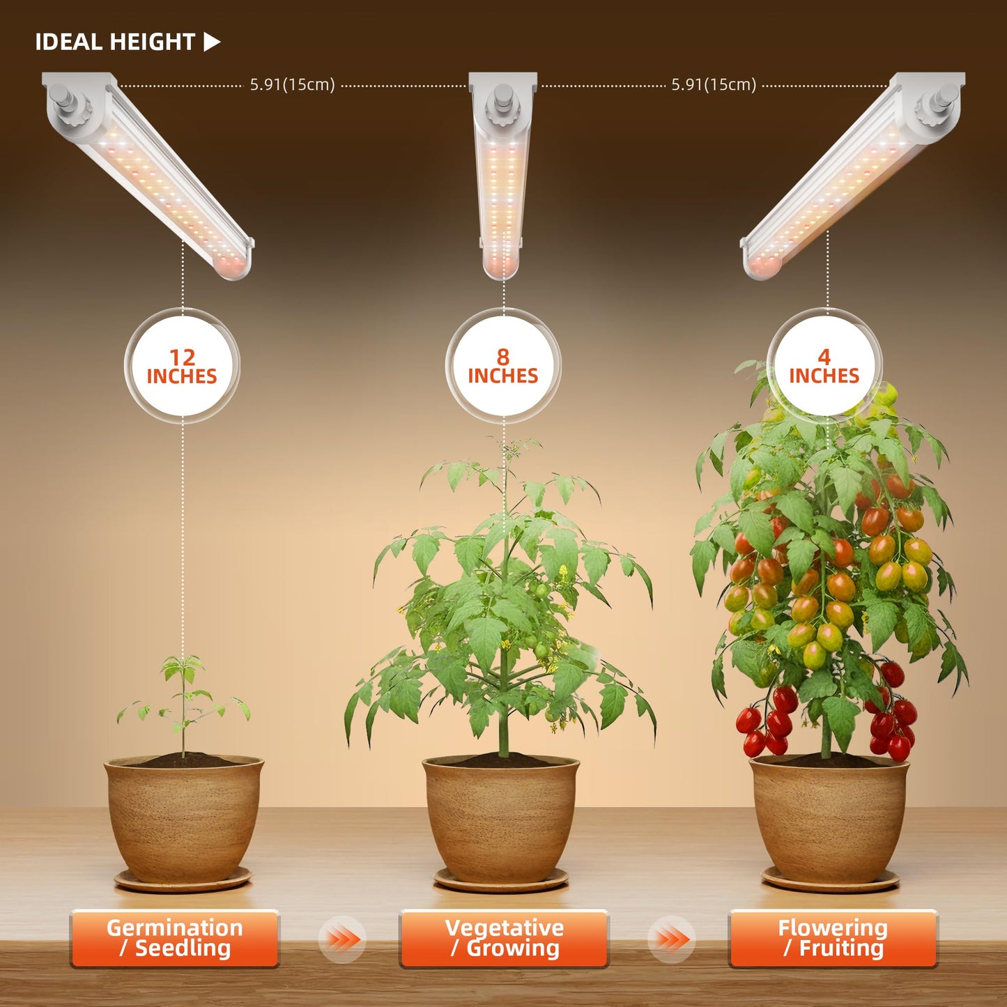 Spider Farmer 88,5cm LED Pflanzenlampe für Zimmerpflanzen, Vollspektrum (3000K+5000K+660nm), 200W (8x25W), 1296 LEDs, IP65 Wasserdicht, Verkettbares Design für Regale und Gewächshäuser, 8er-Pack