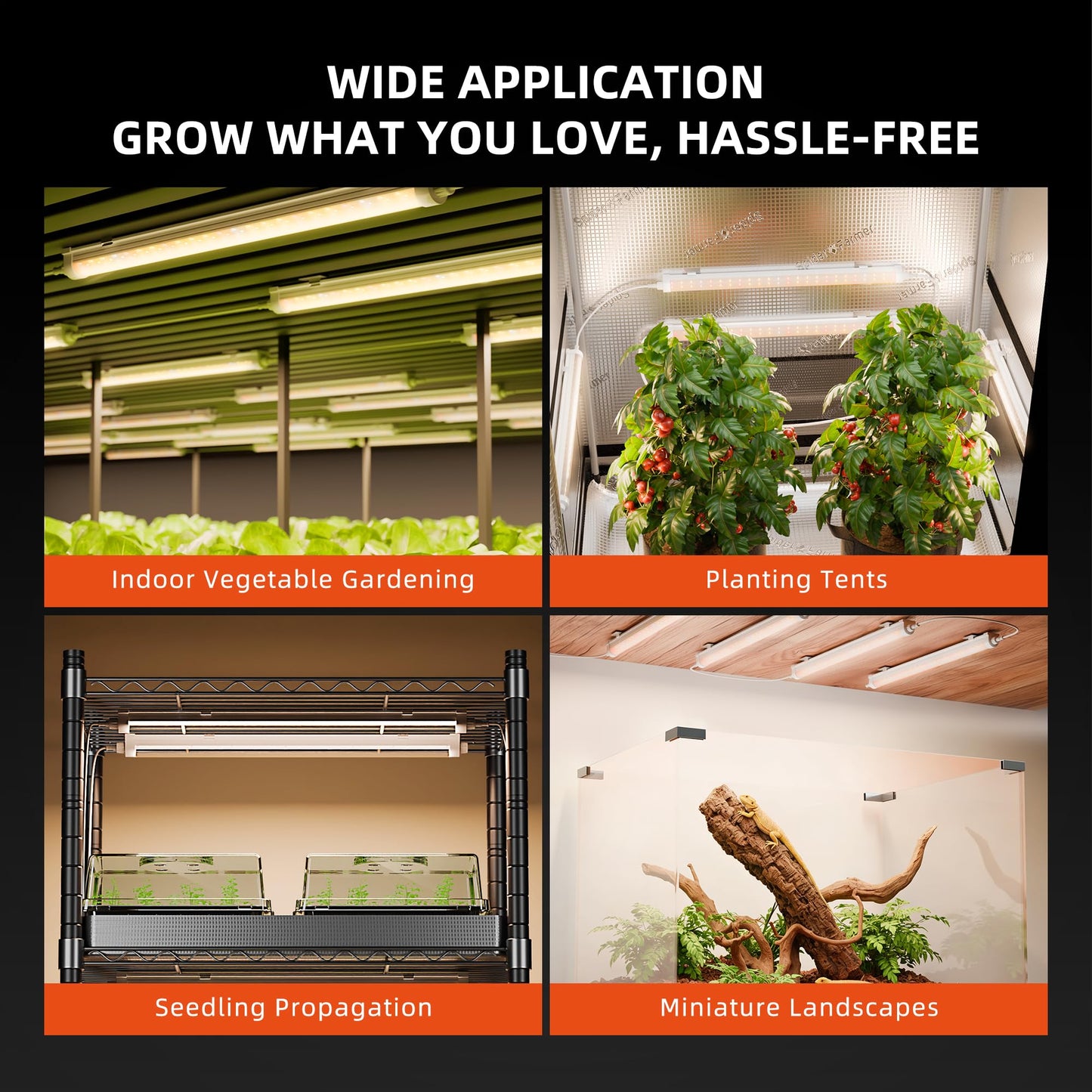 Spider Farmer 88,5cm LED Pflanzenlampe für Zimmerpflanzen, Vollspektrum (3000K+5000K+660nm), 200W (8x25W), 1296 LEDs, IP65 Wasserdicht, Verkettbares Design für Regale und Gewächshäuser, 8er-Pack