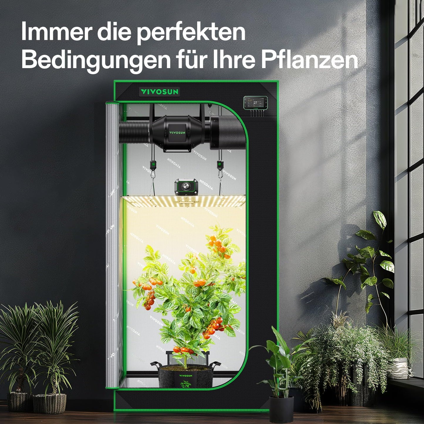 VIVOSUN Smart Growzelt Komplettset, WLAN-integriertes automatisches Grow-System mit 200W Vollspektrum-LED-Pflanzenlampe und effizientem Belüftungssystem mit GrowHub E42A+ Controller