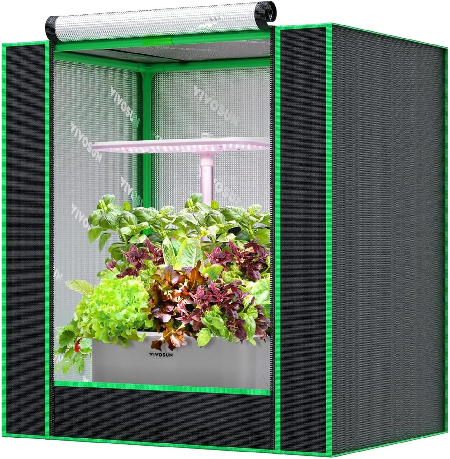 VIVOSUN Growzelt lichtdichtes Indoor Hydroponik Zelt mit reflektierendem Mylar Sichtfenster Bodenwanne stabile Rahmenstruktur Pflanzenzelt Gewächshaus S558 Grow Tent passend für VSF6450