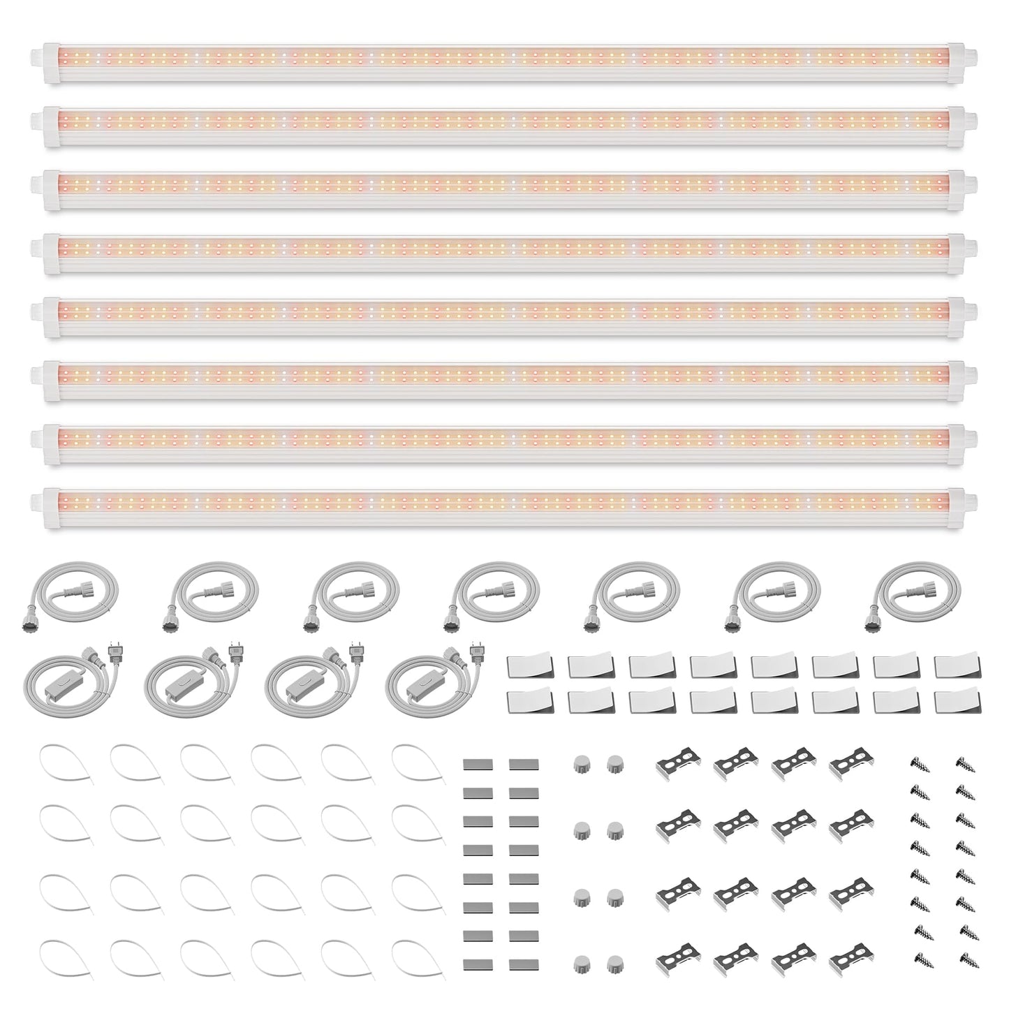 Spider Farmer 88,5cm LED Pflanzenlampe für Zimmerpflanzen, Vollspektrum (3000K+5000K+660nm), 200W (8x25W), 1296 LEDs, IP65 Wasserdicht, Verkettbares Design für Regale und Gewächshäuser, 8er-Pack